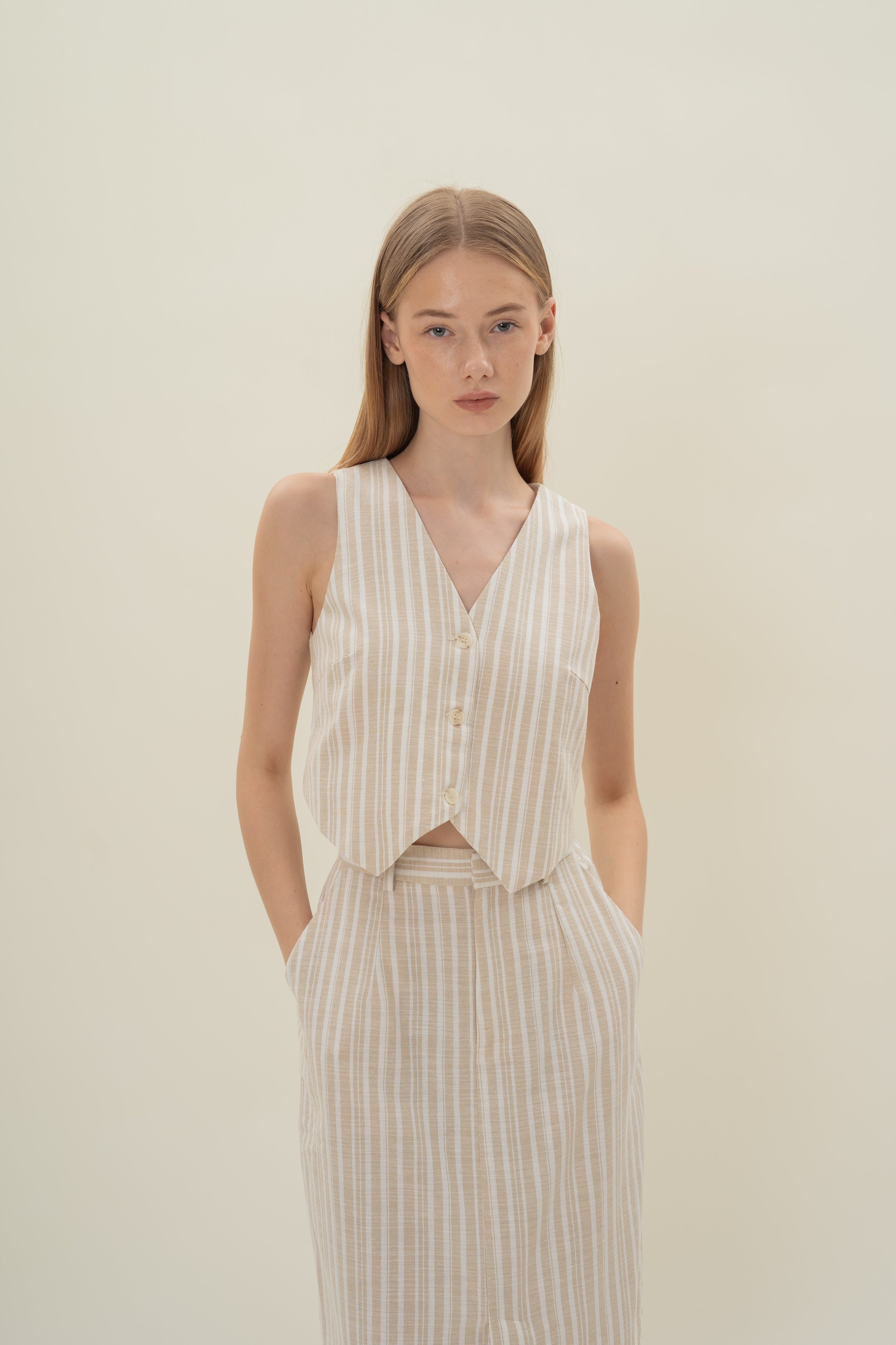 Relaxed Waistcoat in Oasis Stripes