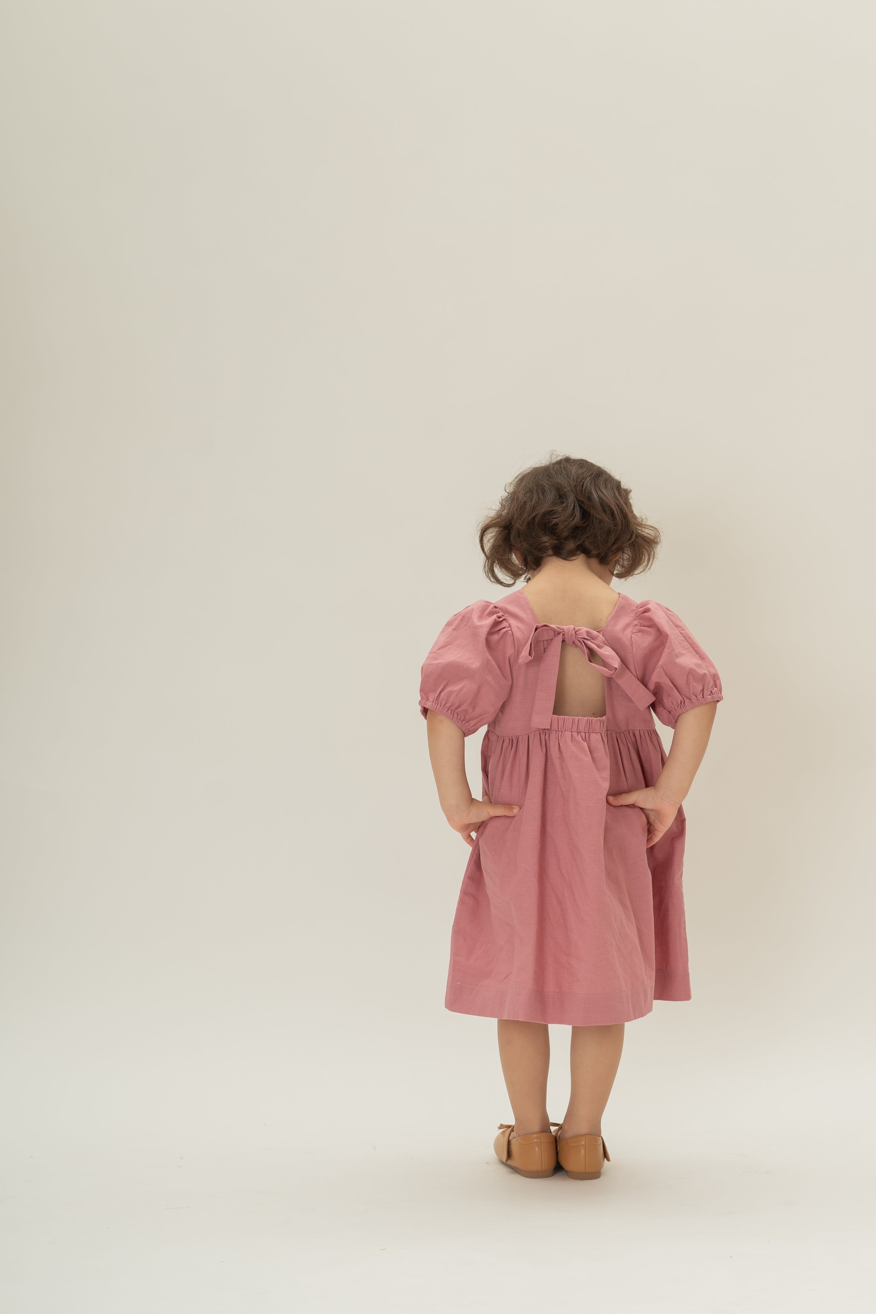 Mini Tie Back Short Sleeve Dress in Hibiscus