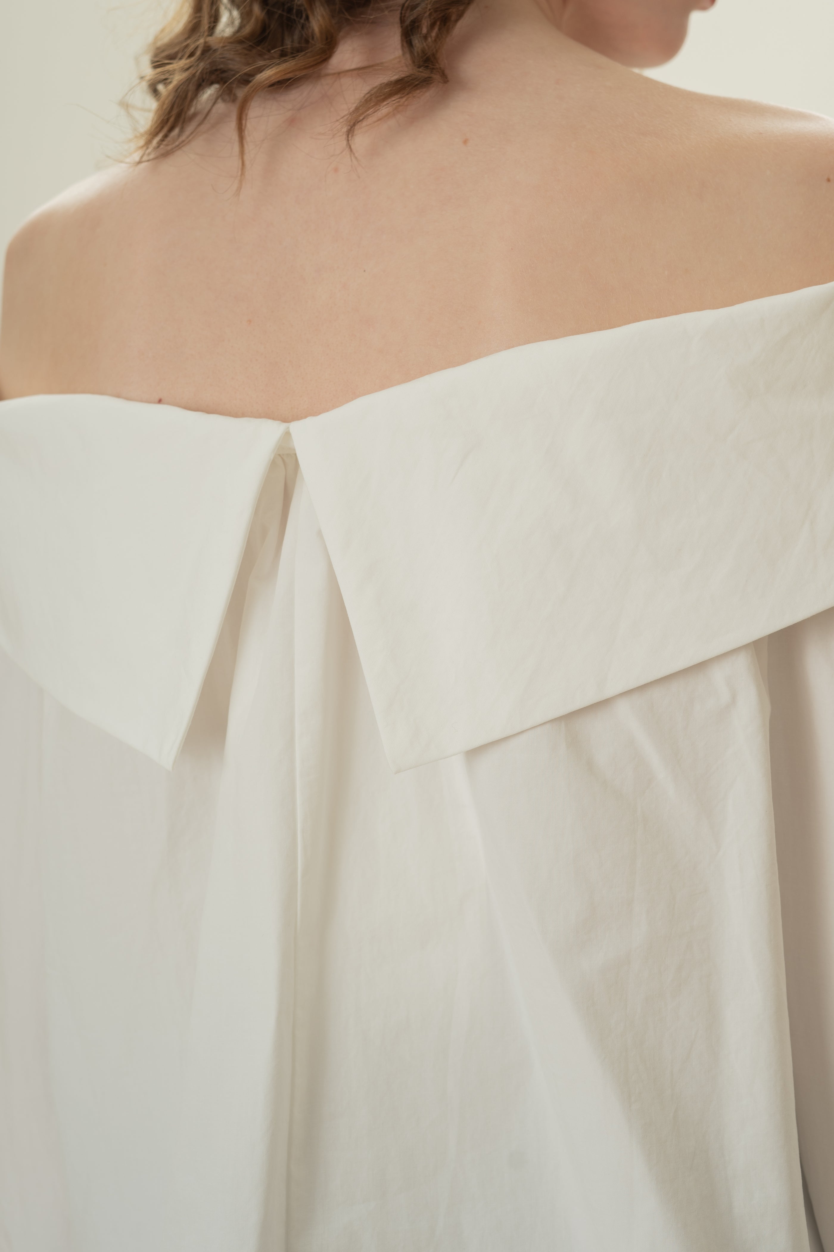 Off Shoulder Long Sleeved Blouse in White