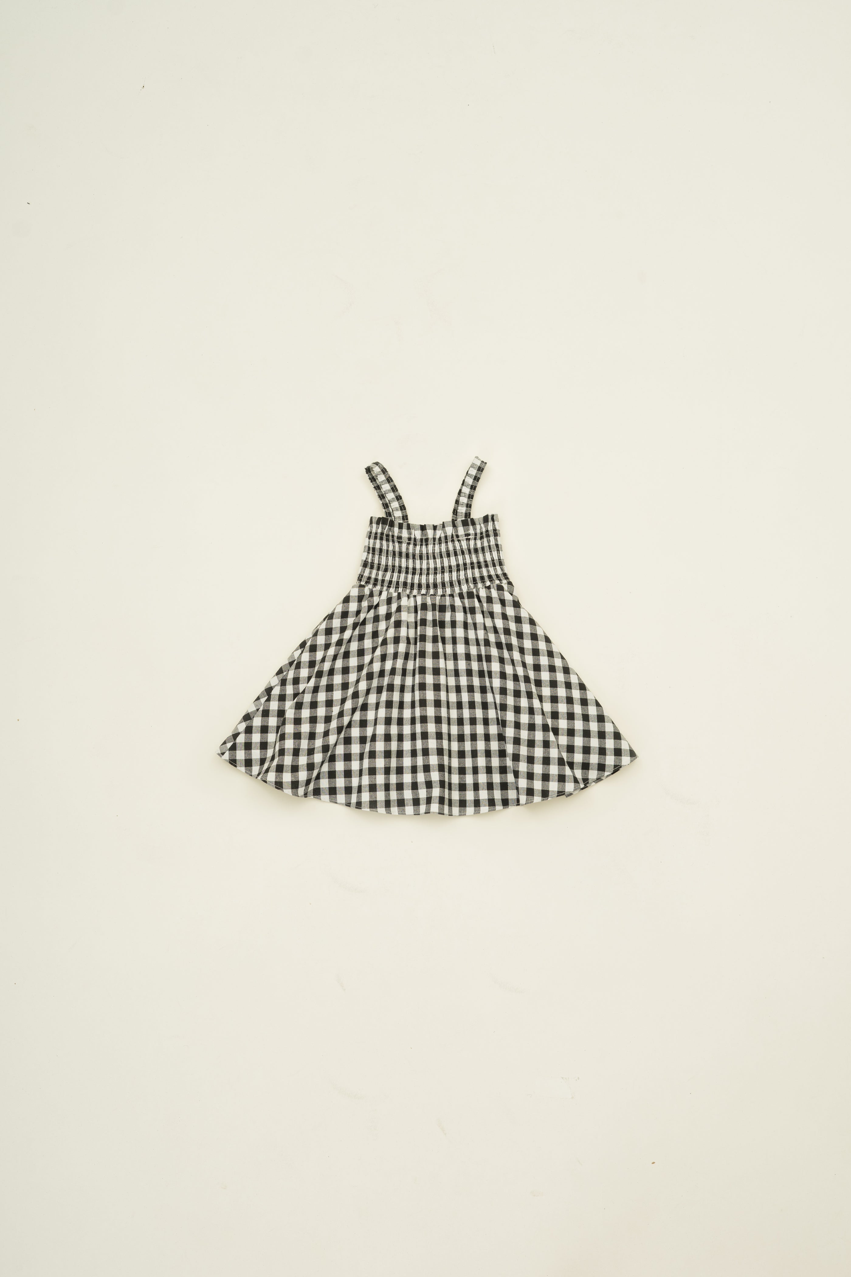 Mini Smocked Dress in Black Gingham