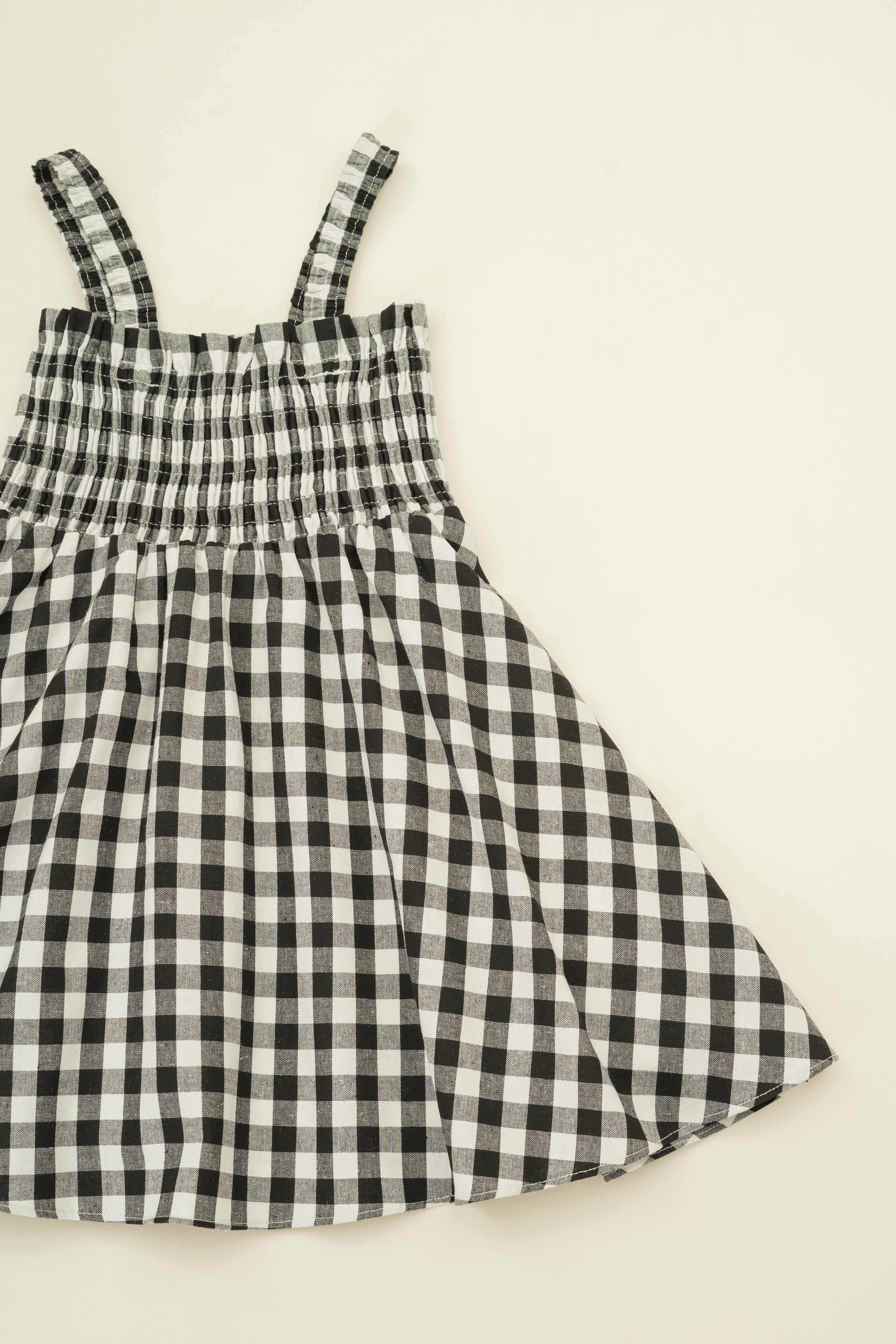 Mini Smocked Dress in Black Gingham