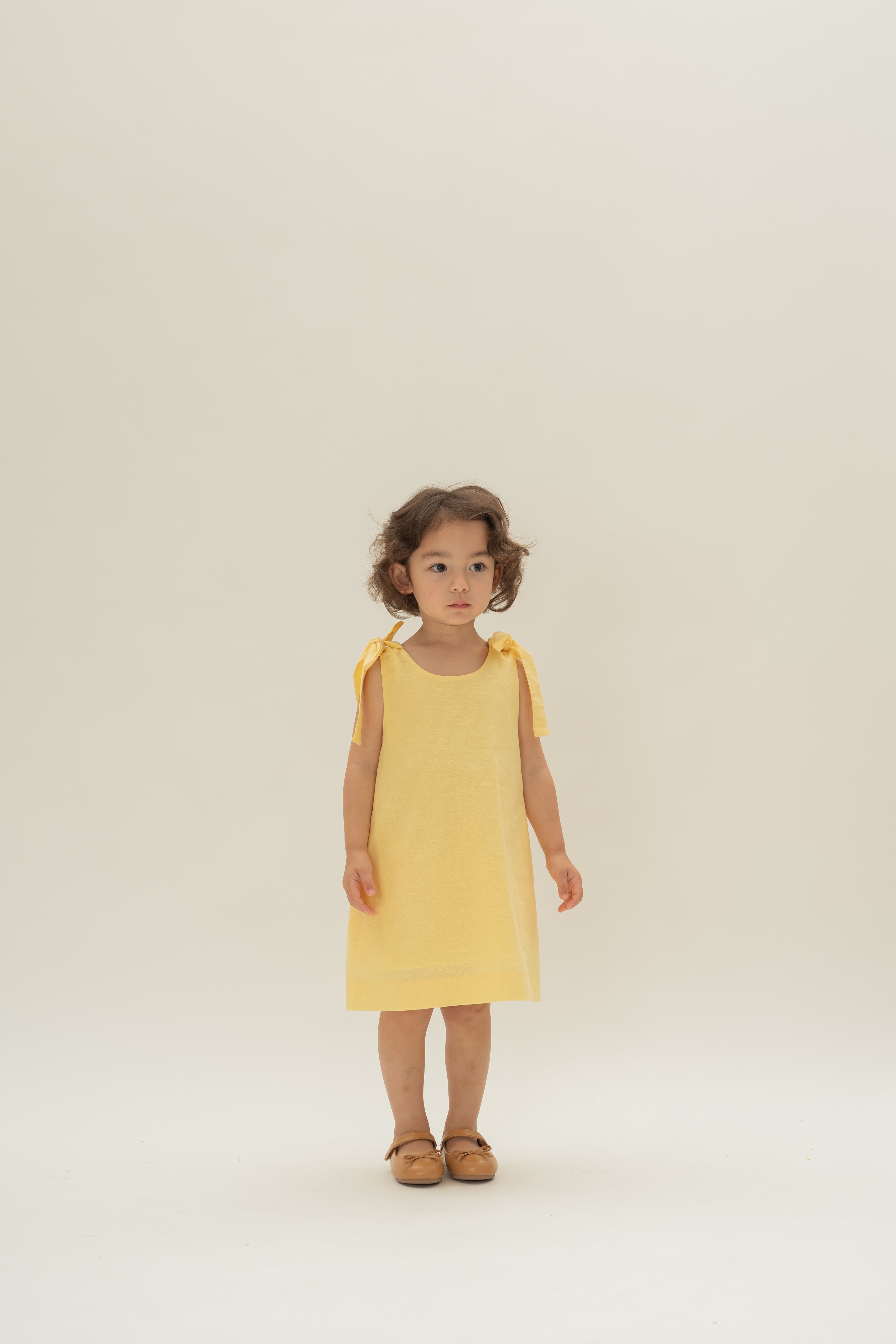 Mini Ribbon Tie A-line Dress in Lemon