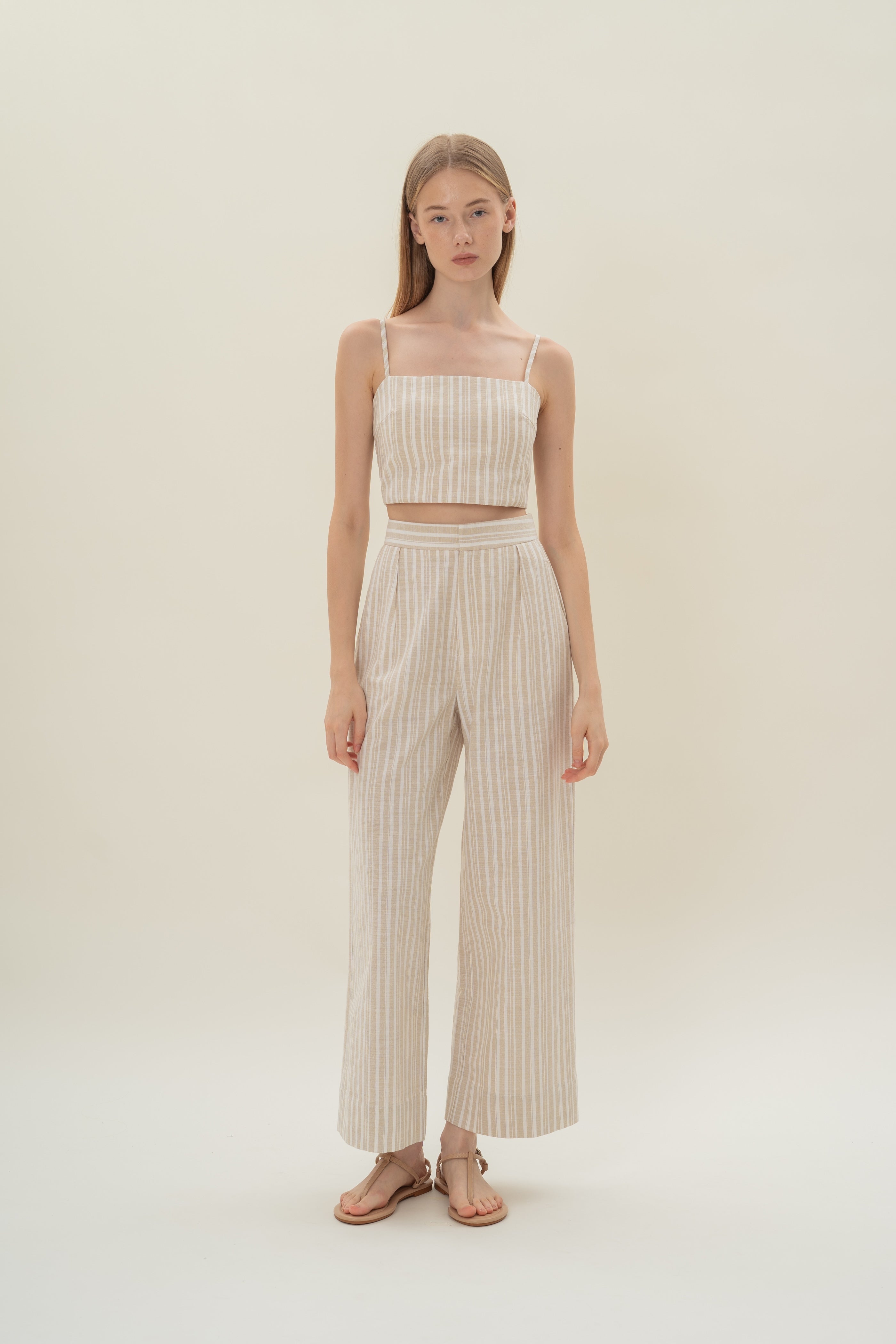Straight Neck Bustier Top in Oasis Stripes