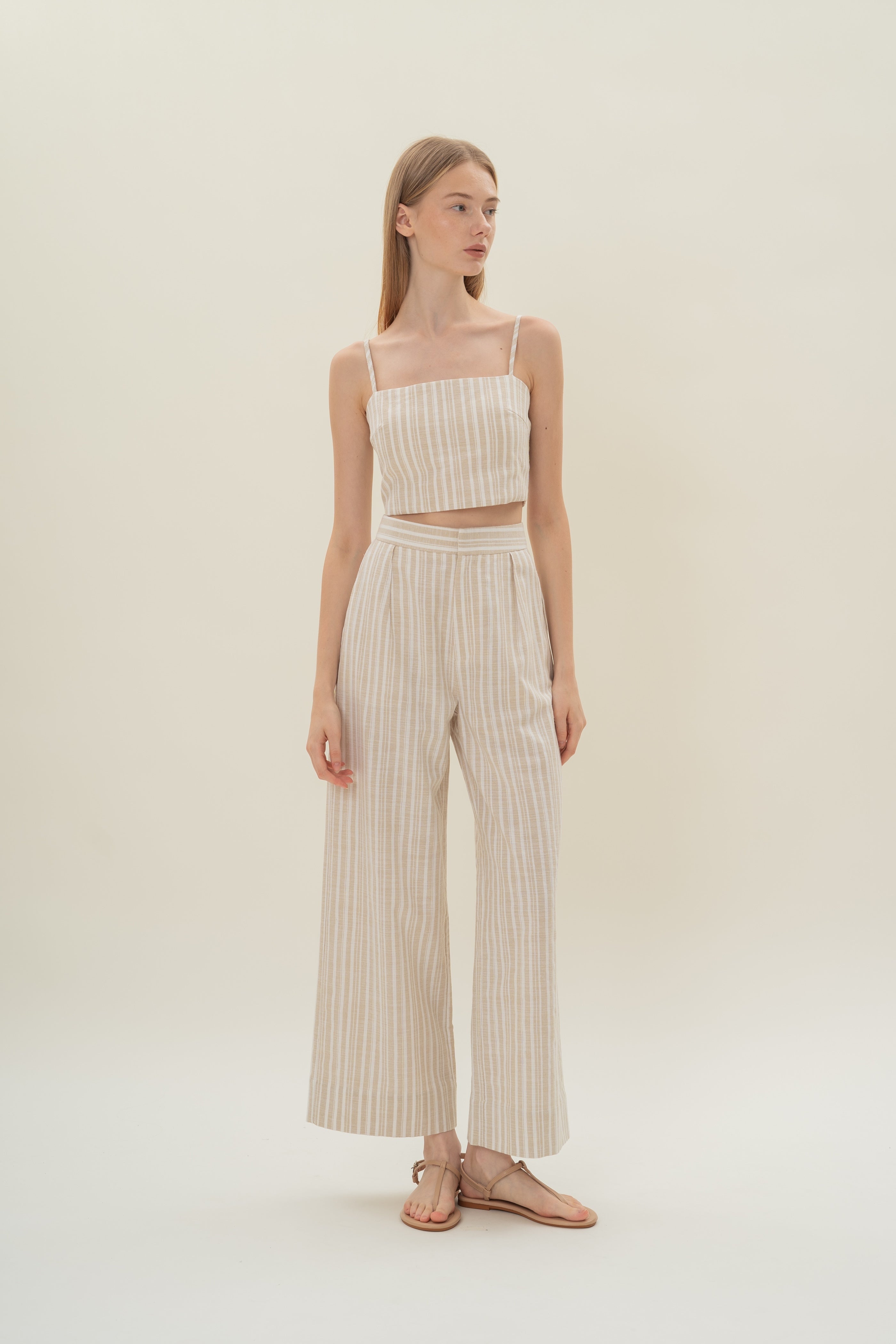 Straight Neck Bustier Top in Oasis Stripes