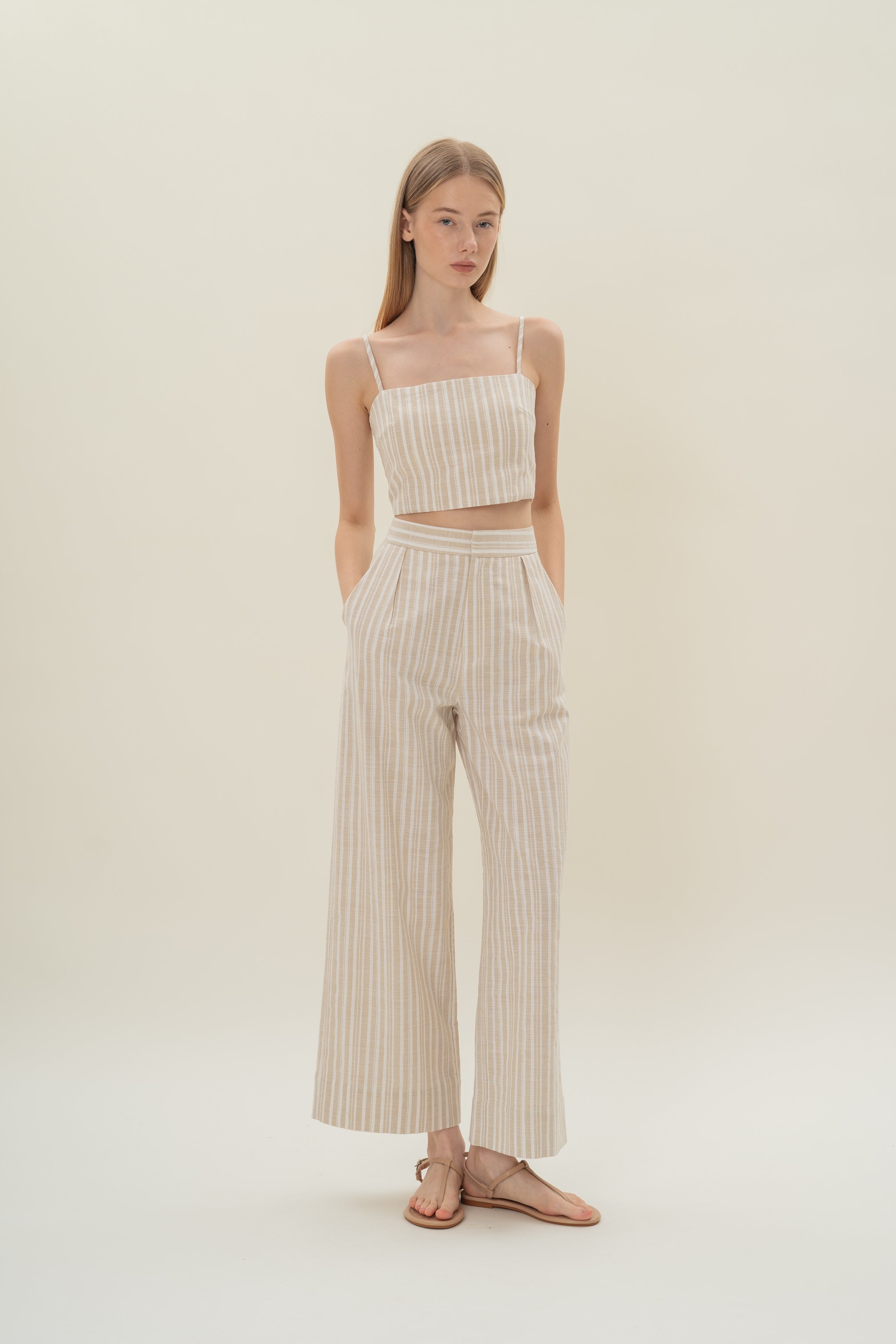Straight Neck Bustier Top in Oasis Stripes