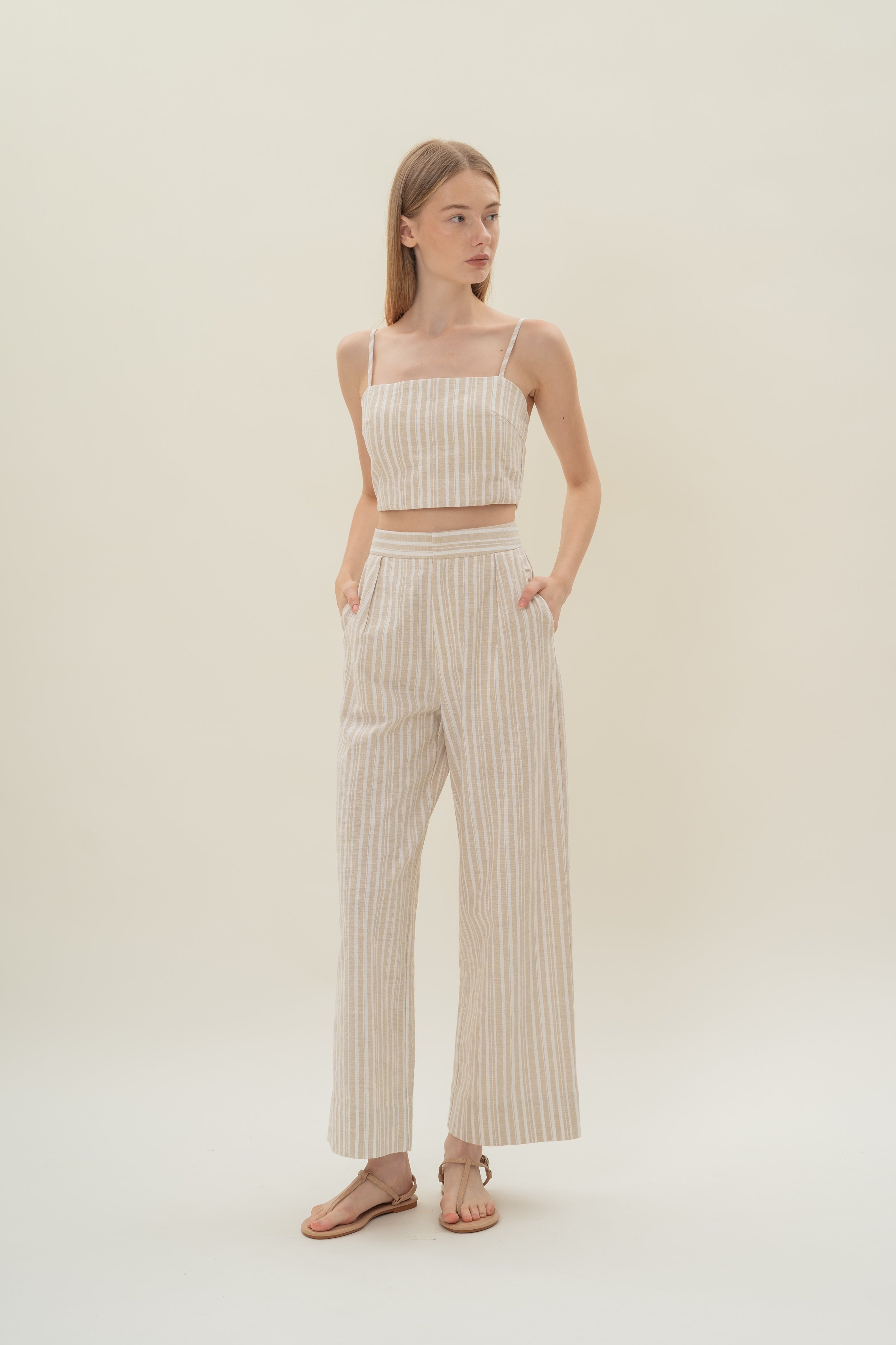 Straight Neck Bustier Top in Oasis Stripes