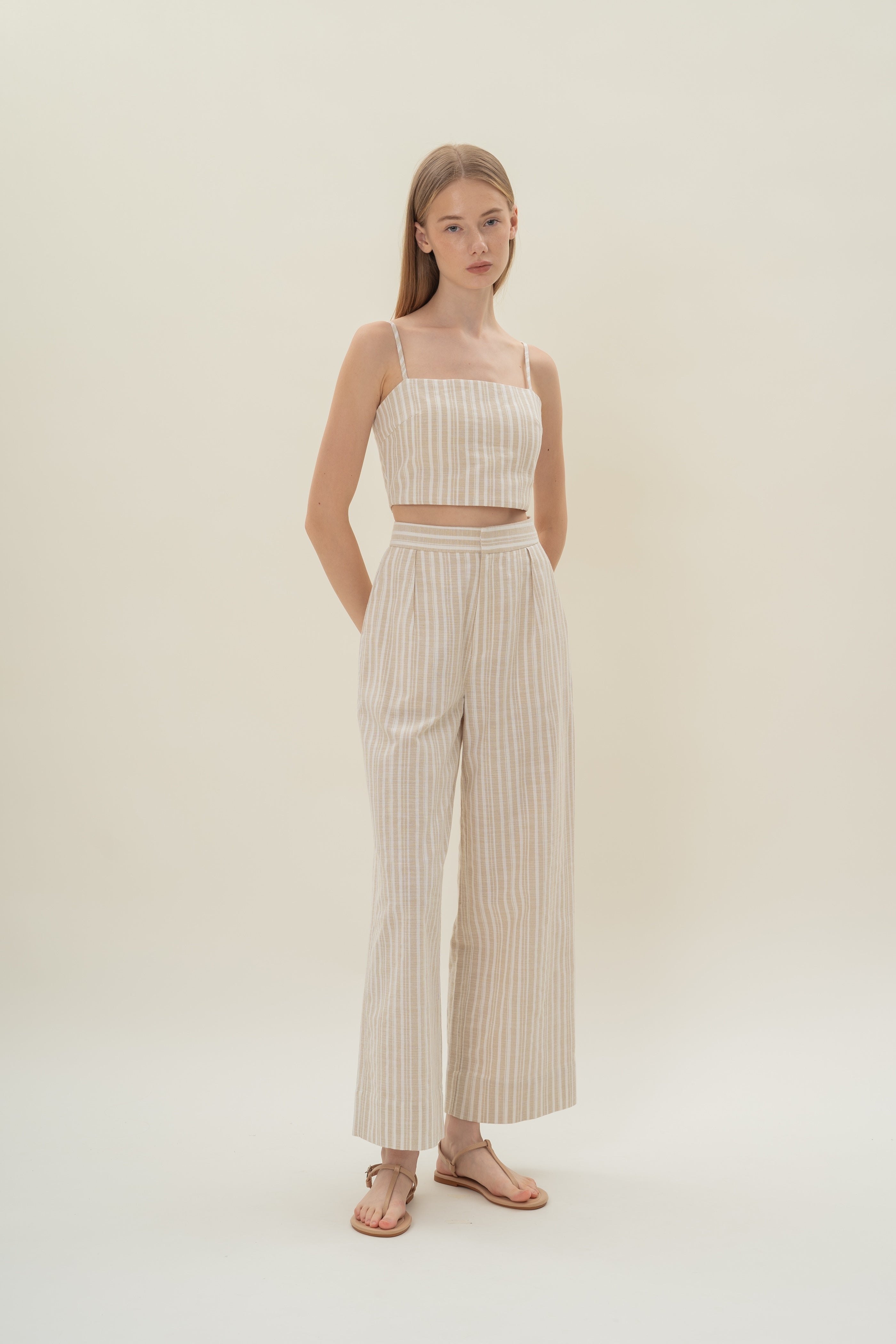 Straight Neck Bustier Top in Oasis Stripes