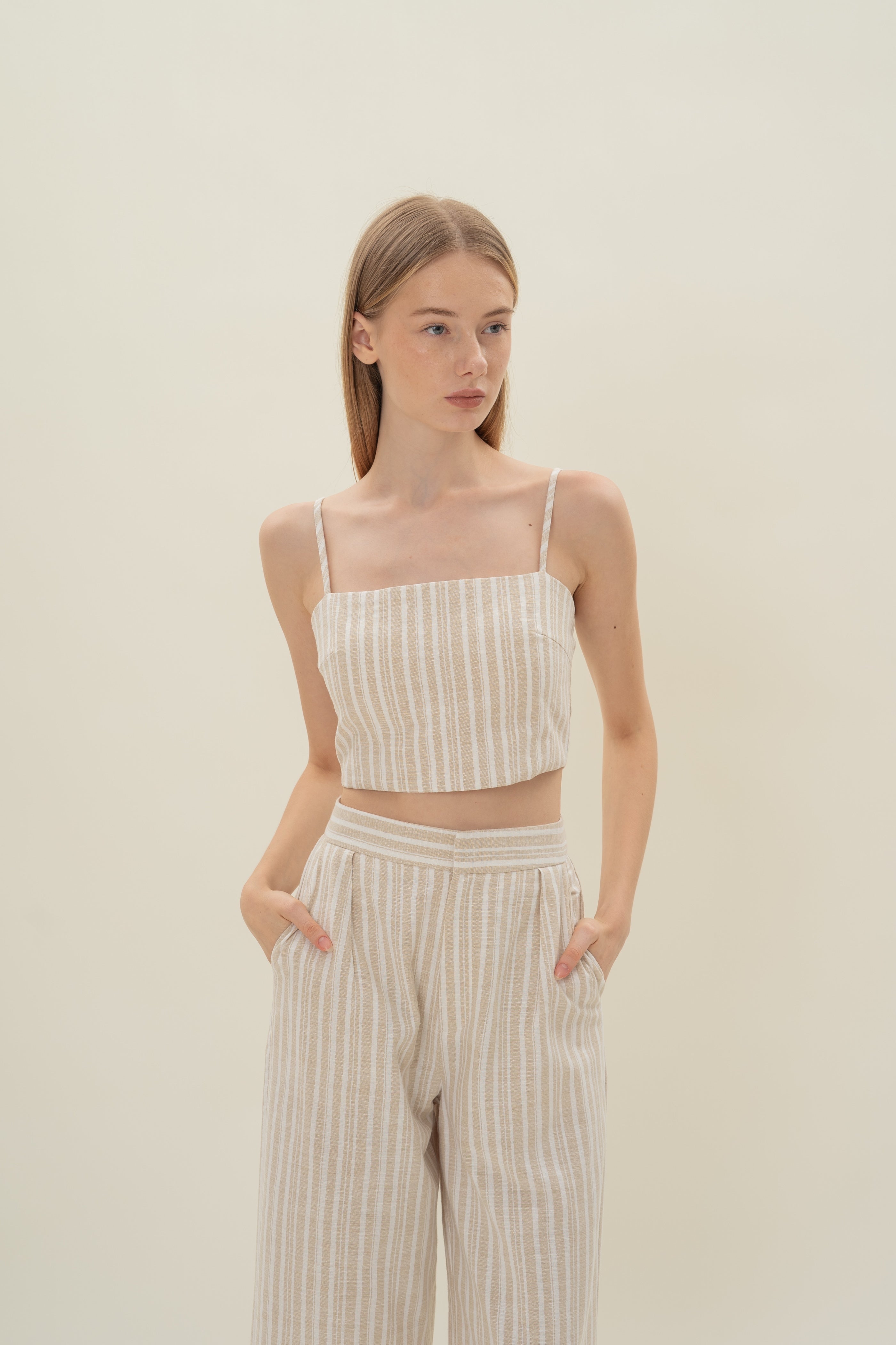 Straight Neck Bustier Top in Oasis Stripes