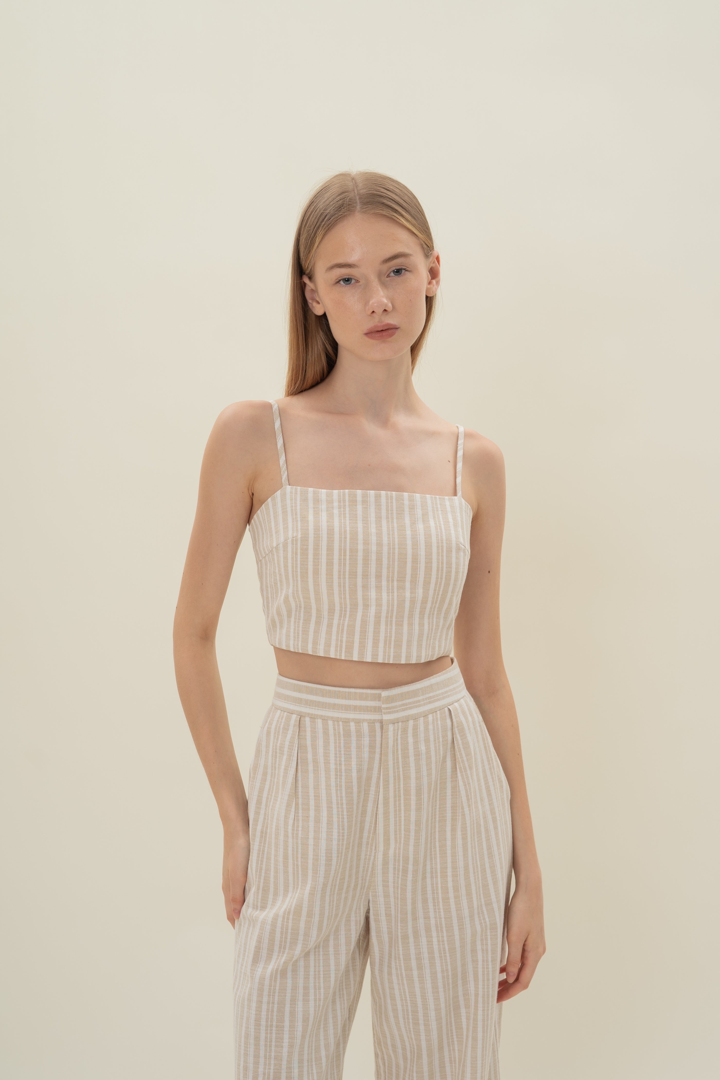 Straight Neck Bustier Top in Oasis Stripes