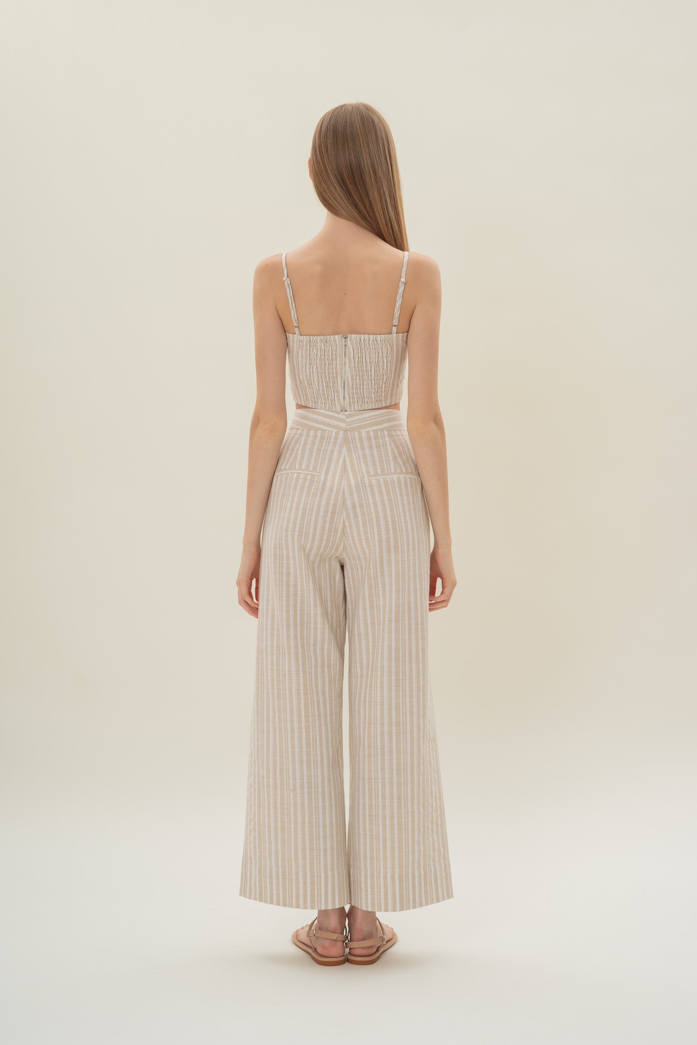 Straight Neck Bustier Top in Oasis Stripes