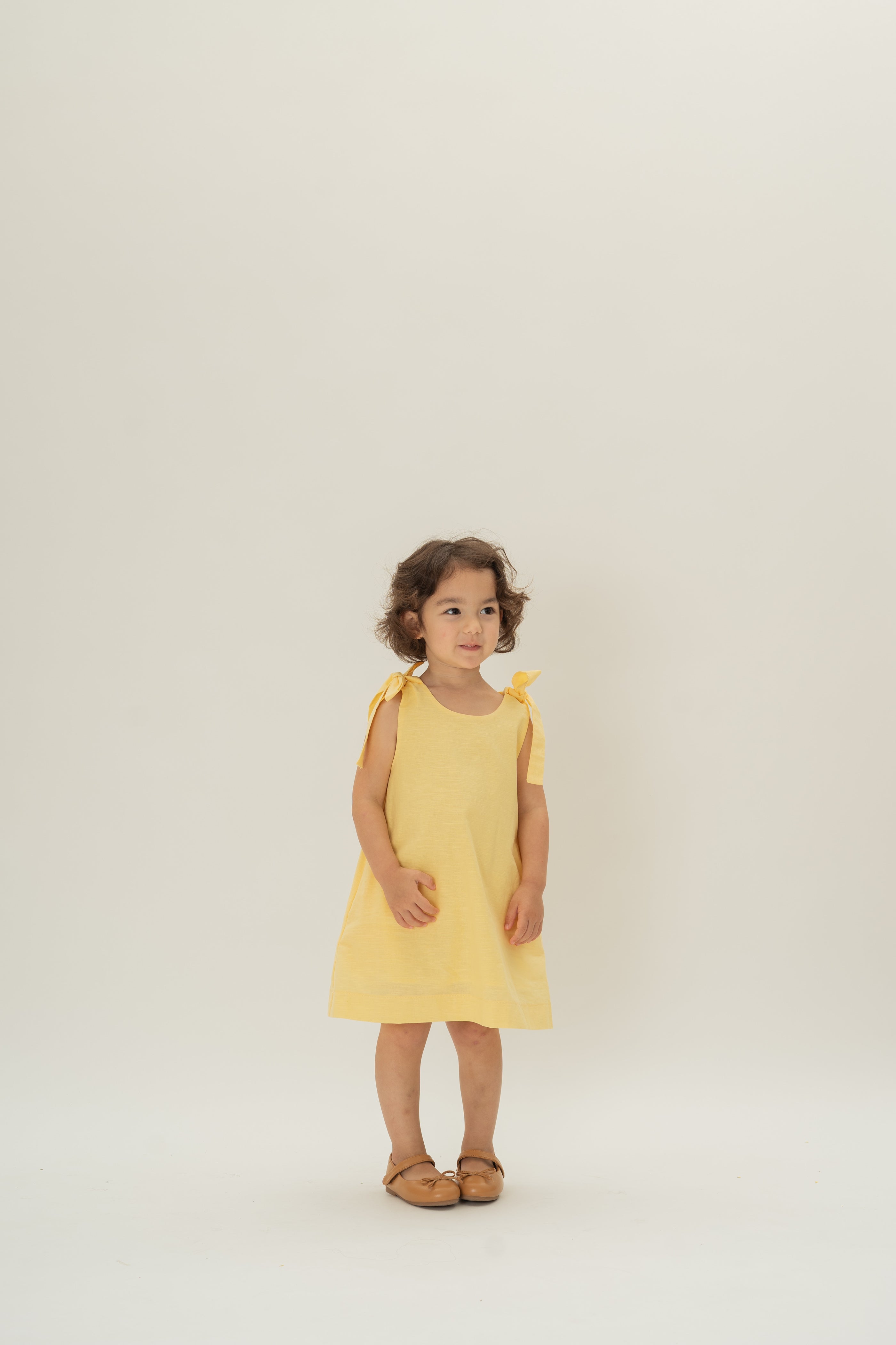 Mini Ribbon Tie A-line Dress in Lemon