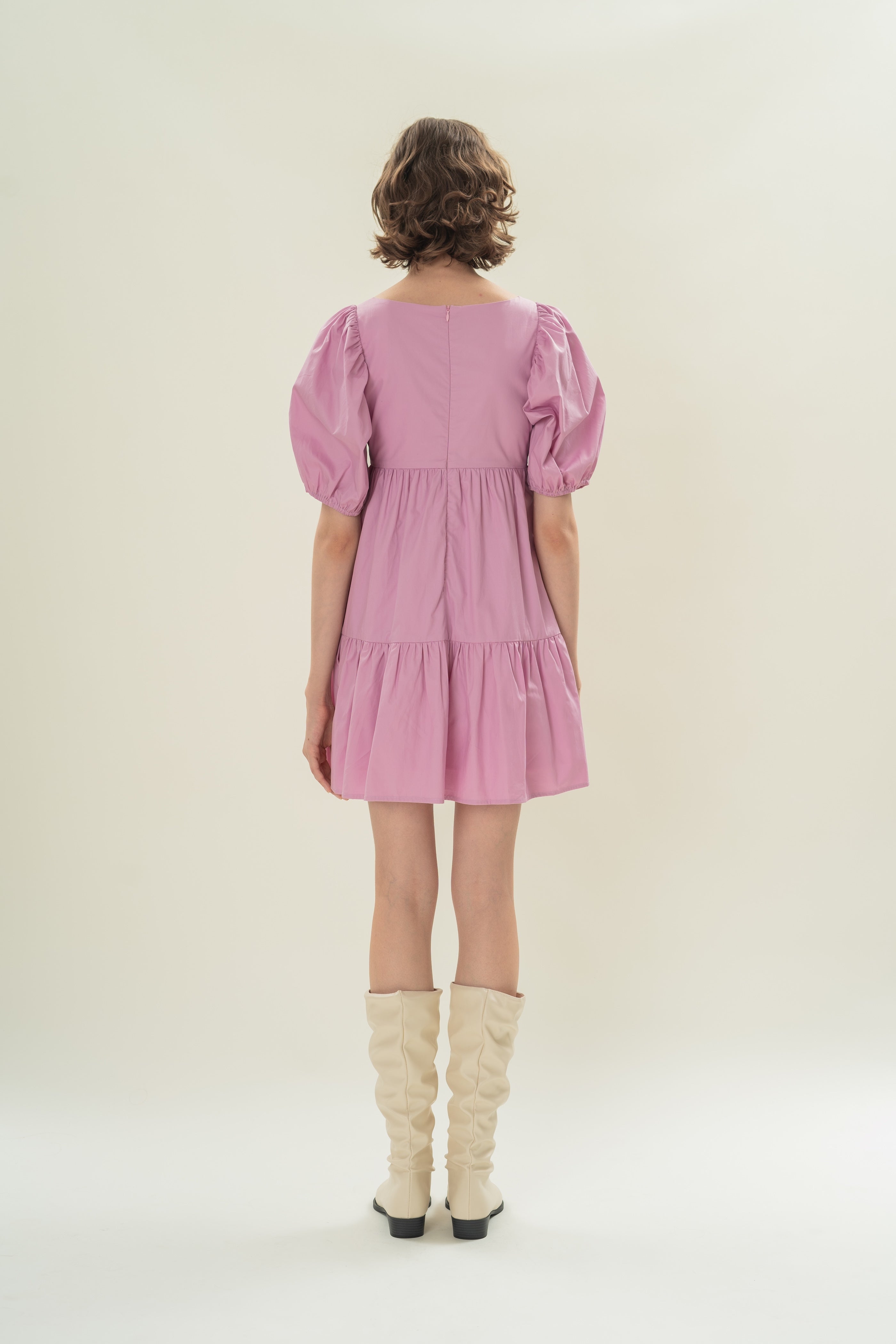 Square Neck Mini Dress in Hibiscus
