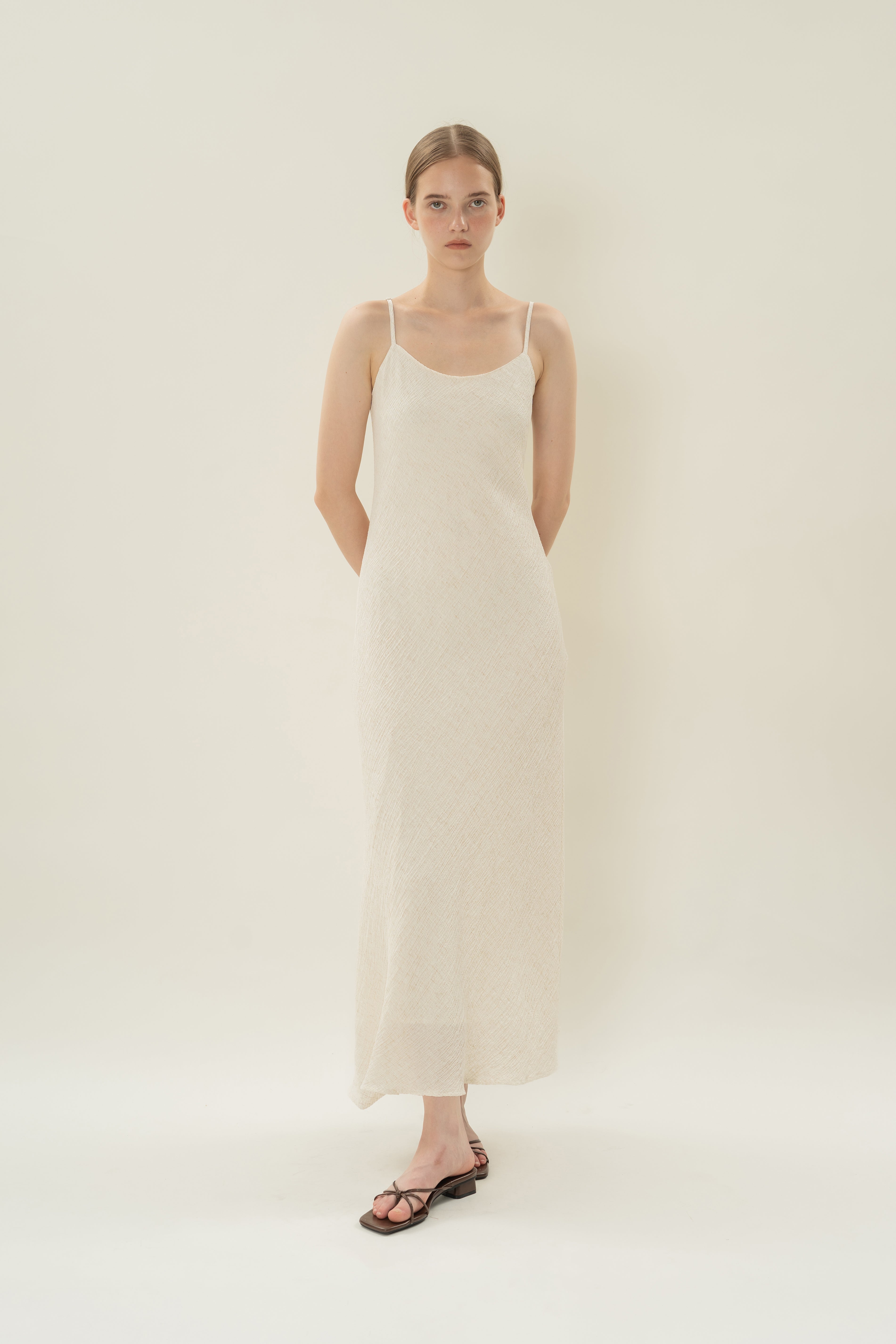 Textured Classic Cami Dress in White