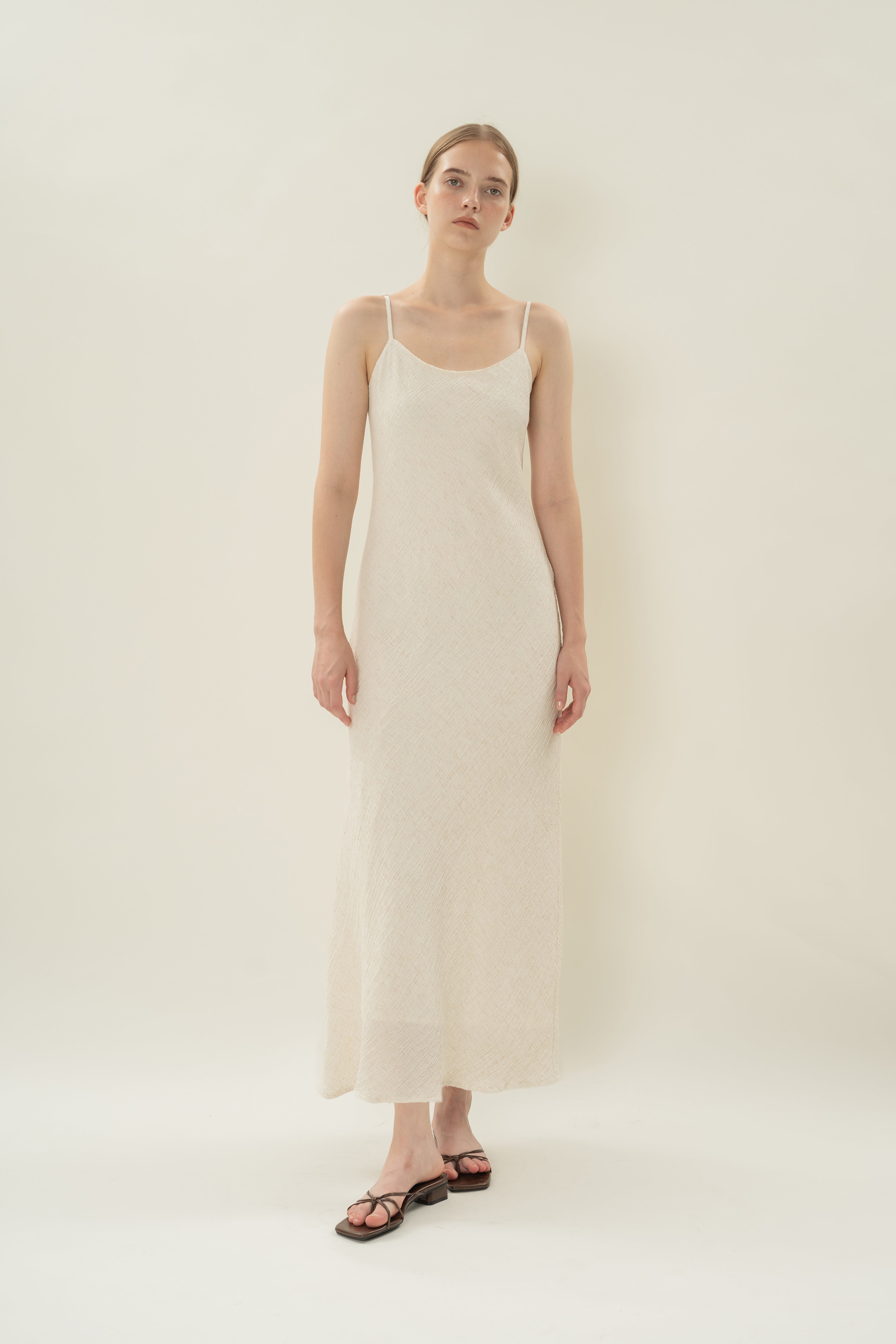 Textured Classic Cami Dress in White