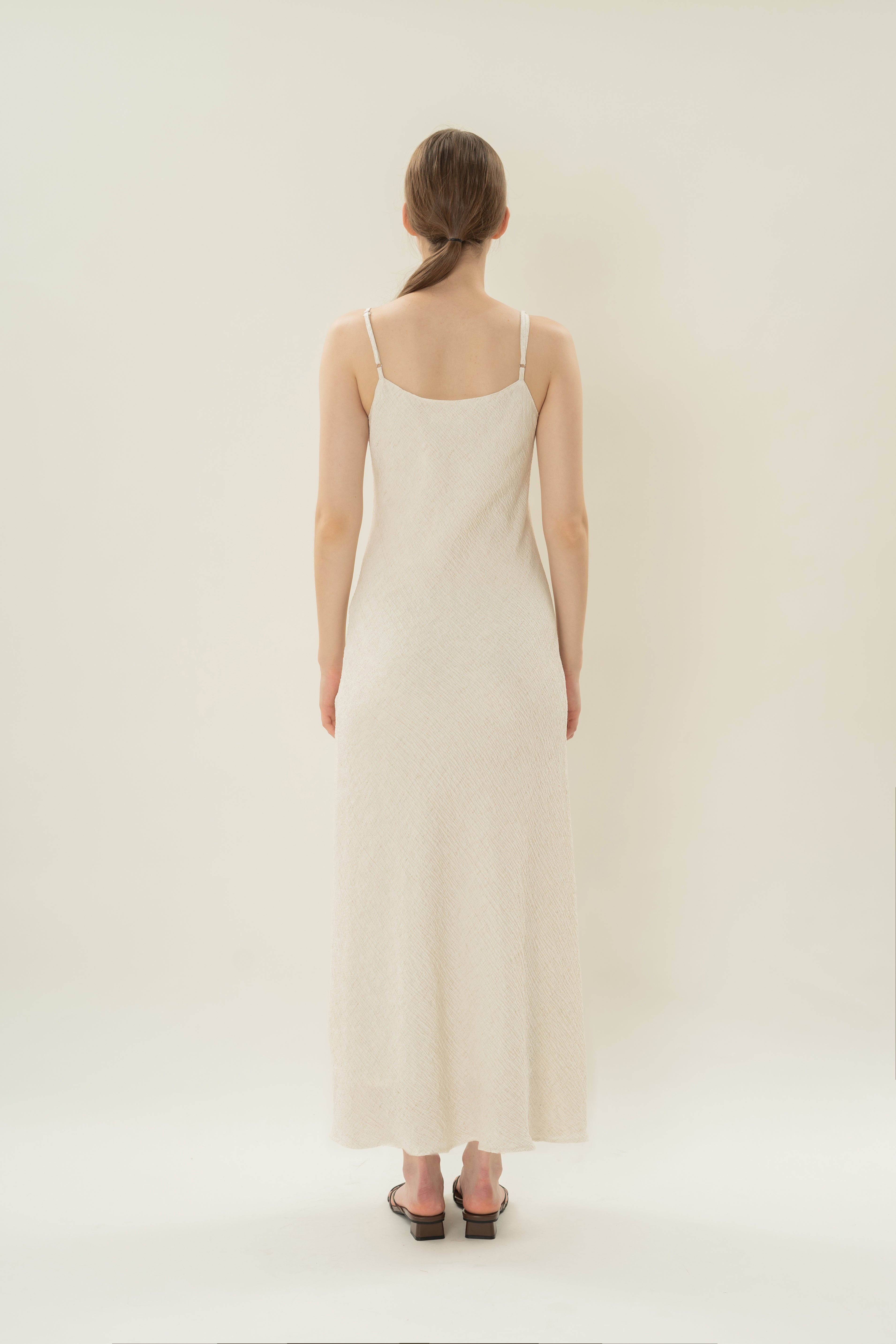 Textured Classic Cami Dress in White