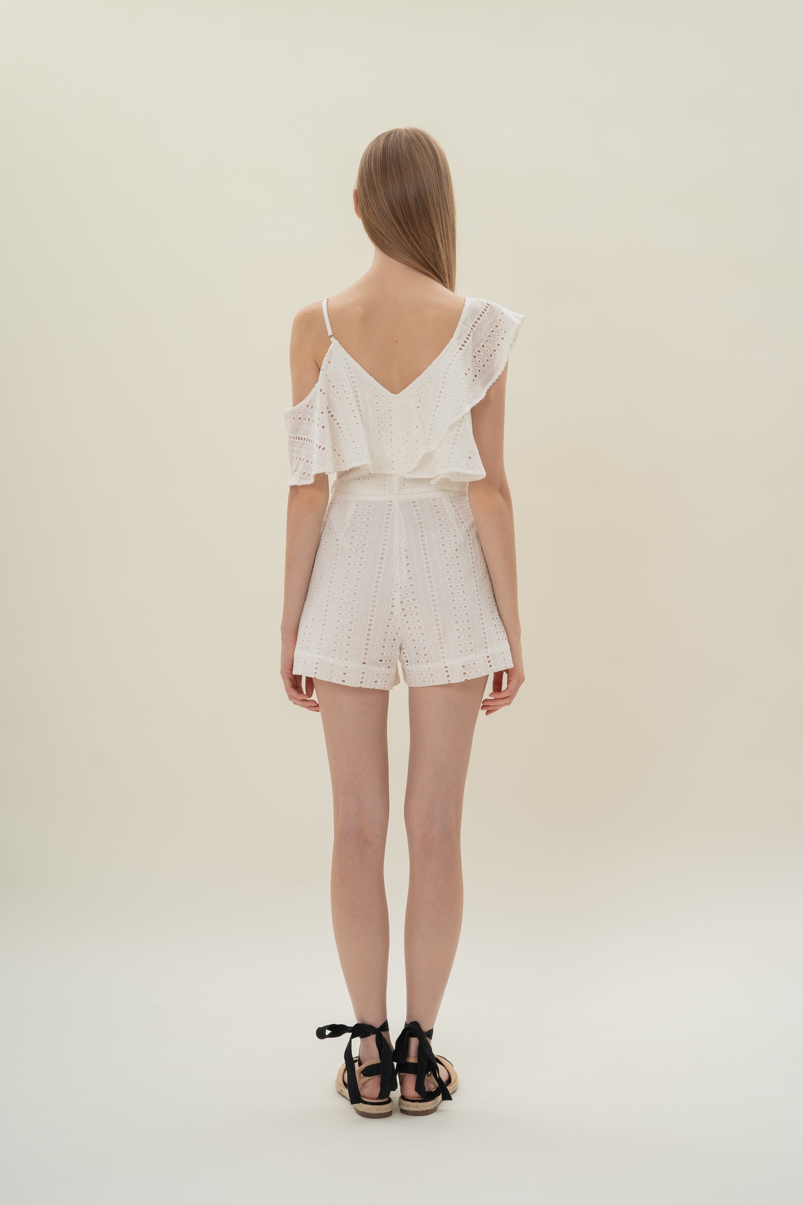 Peru Broderie Anglaise Asymmetrical Top in White