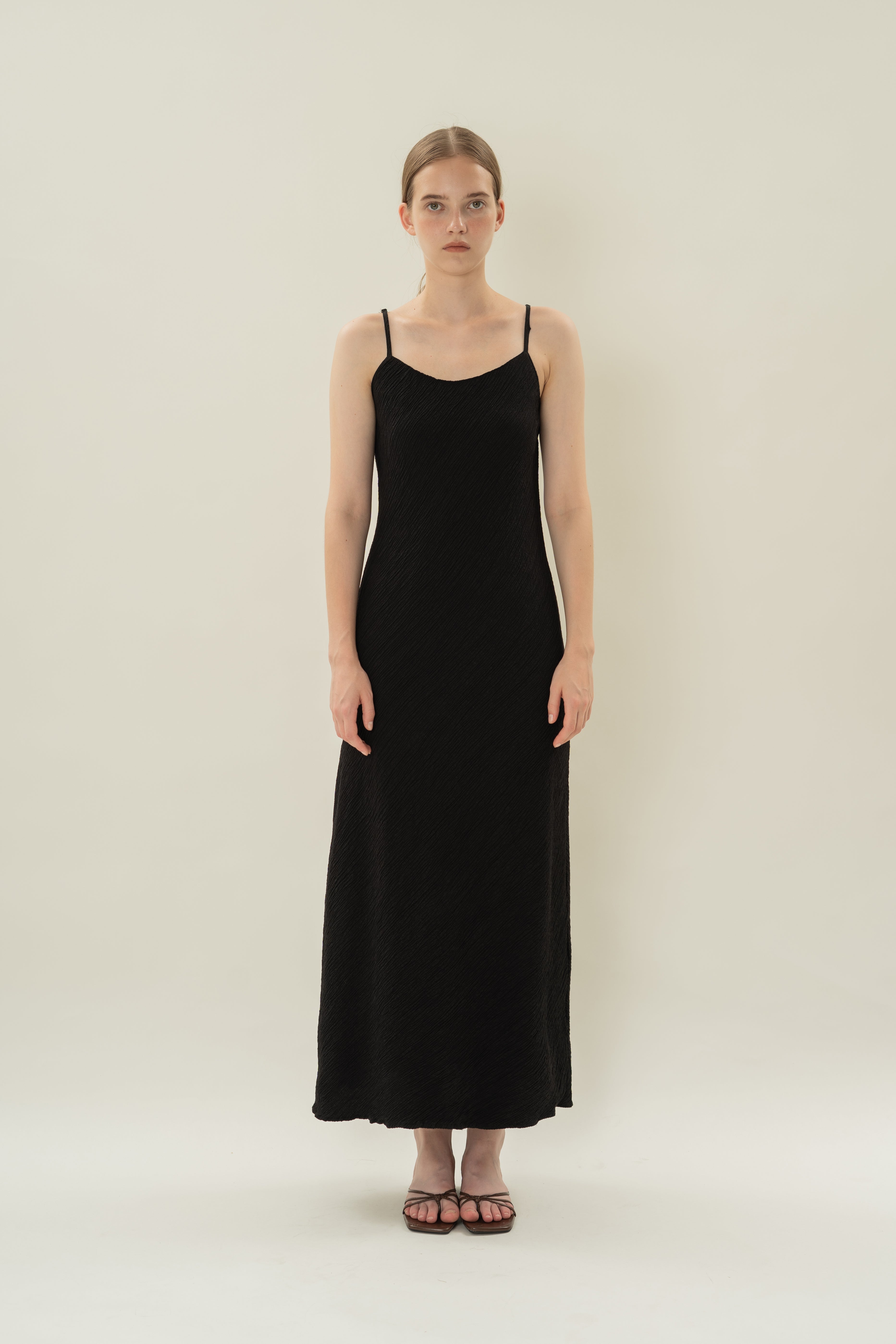 Textured Classic Cami Dress in Black