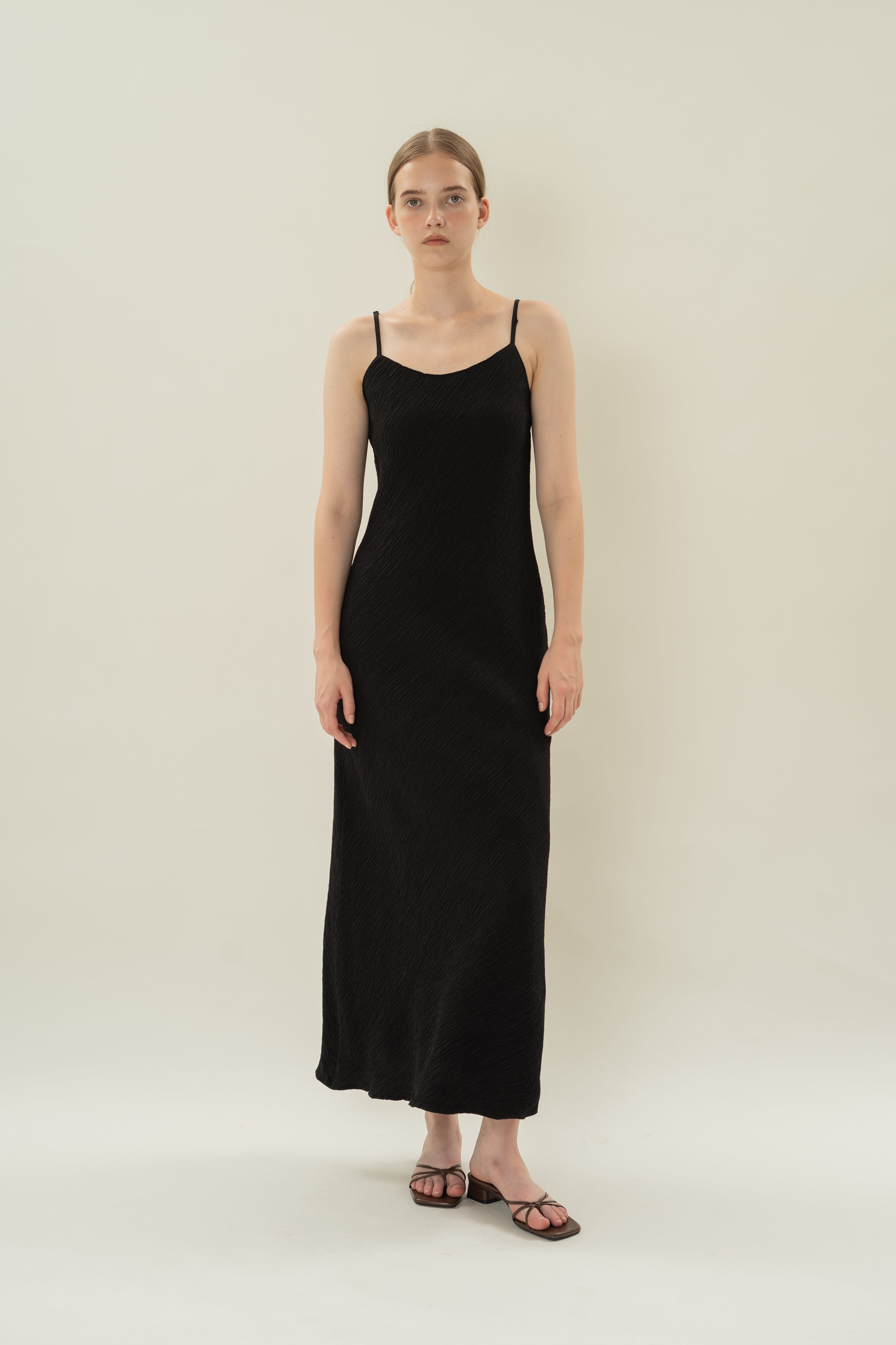 Textured Classic Cami Dress in Black