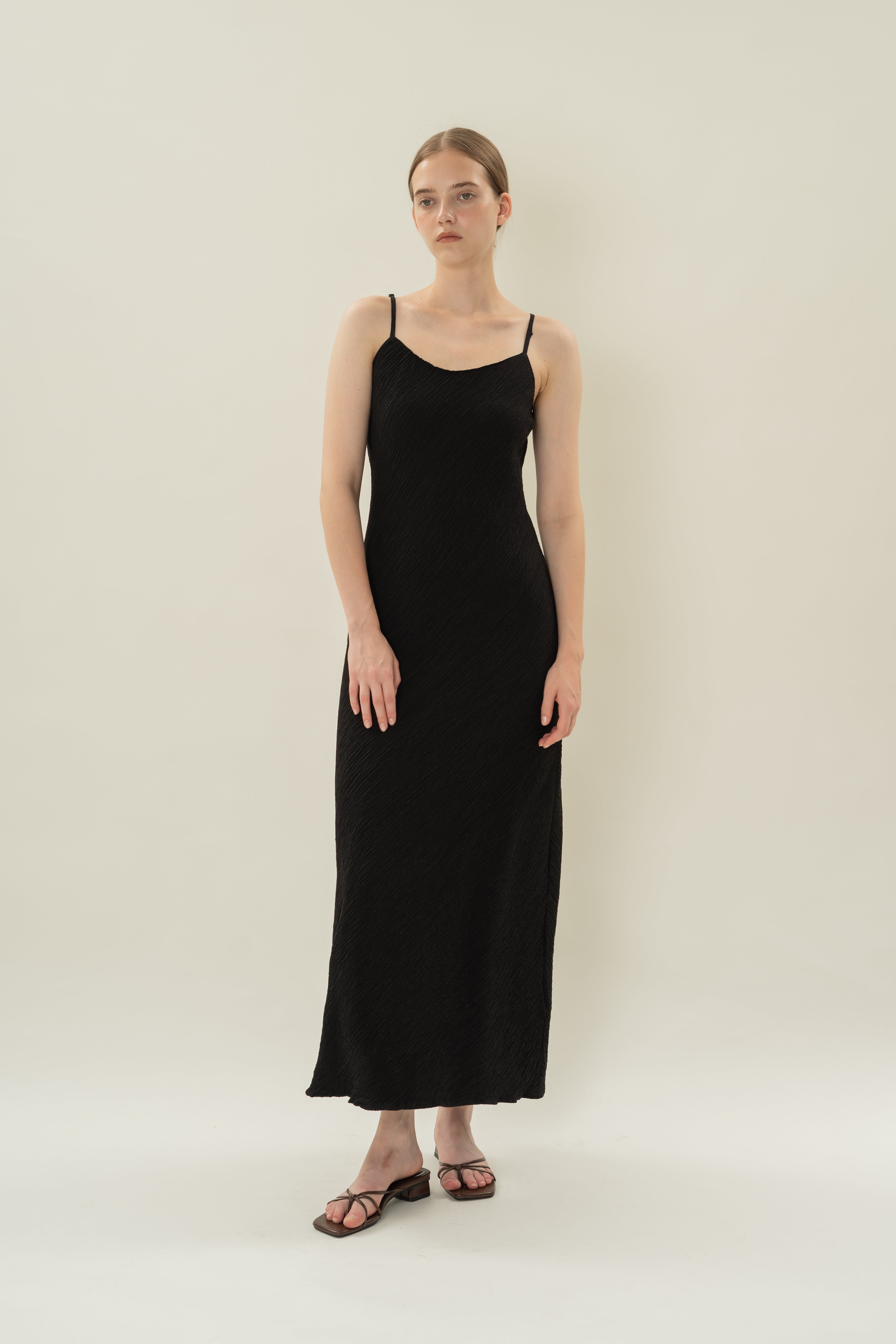 Textured Classic Cami Dress in Black