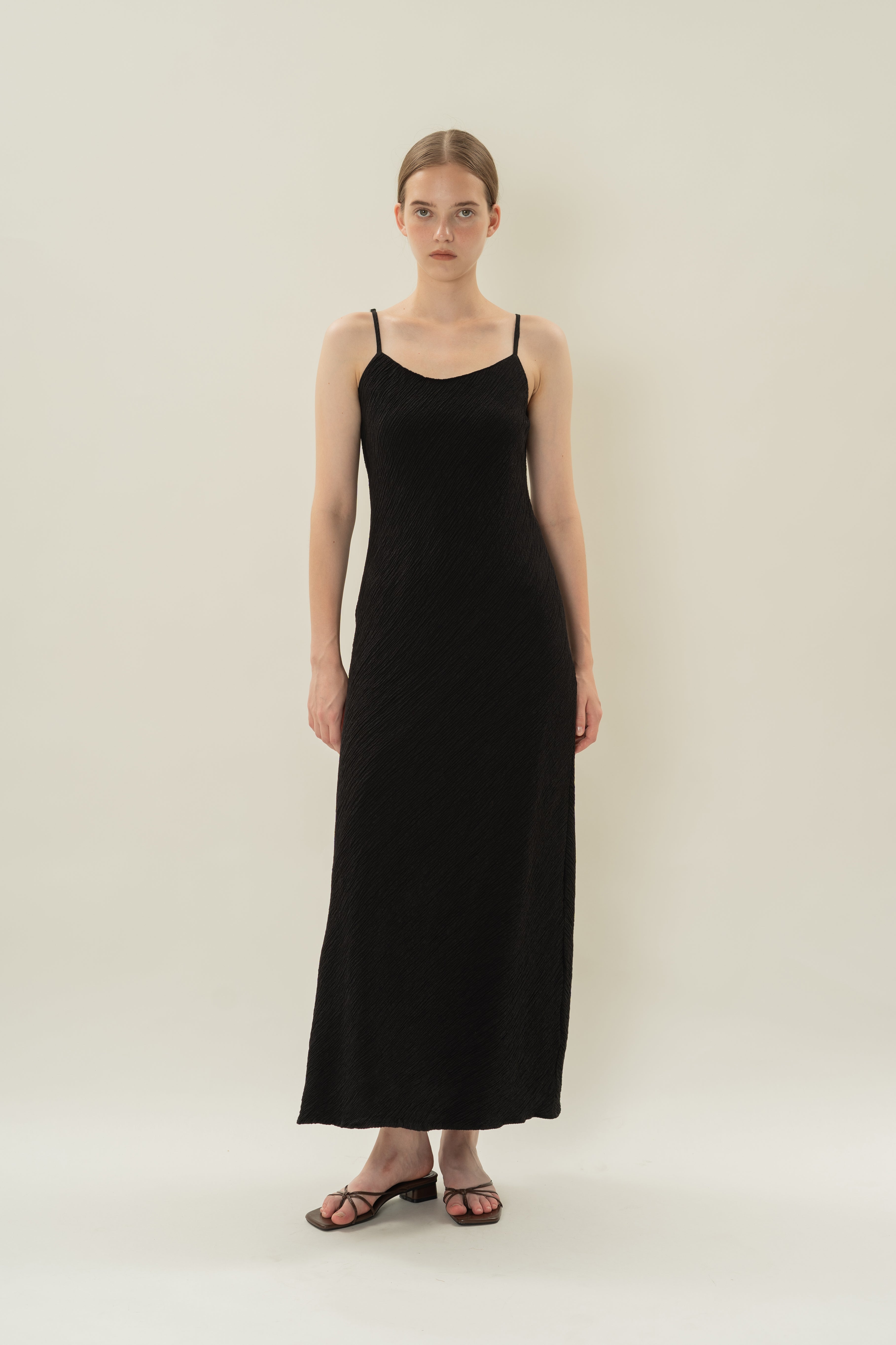 Textured Classic Cami Dress in Black