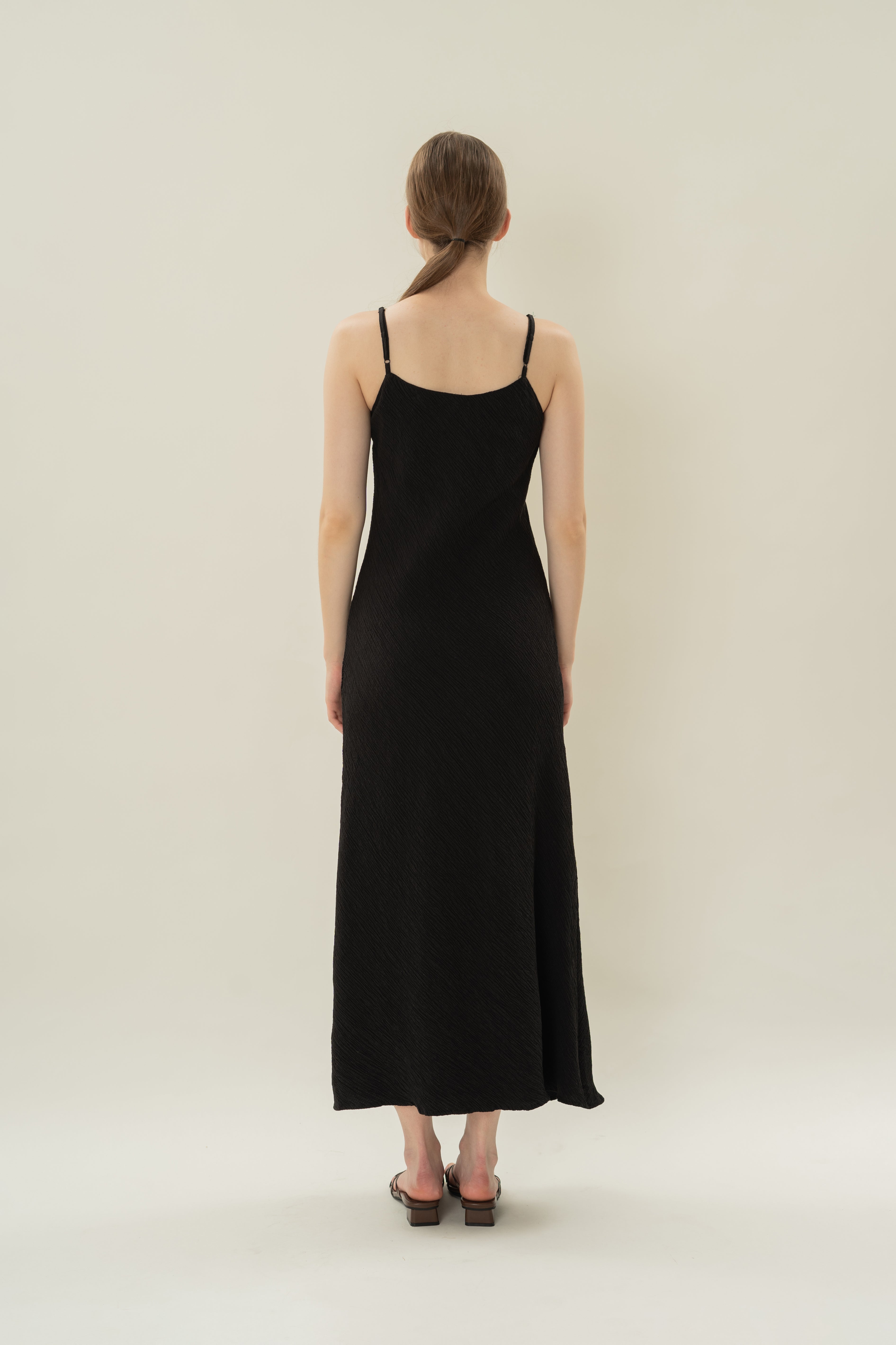 Textured Classic Cami Dress in Black
