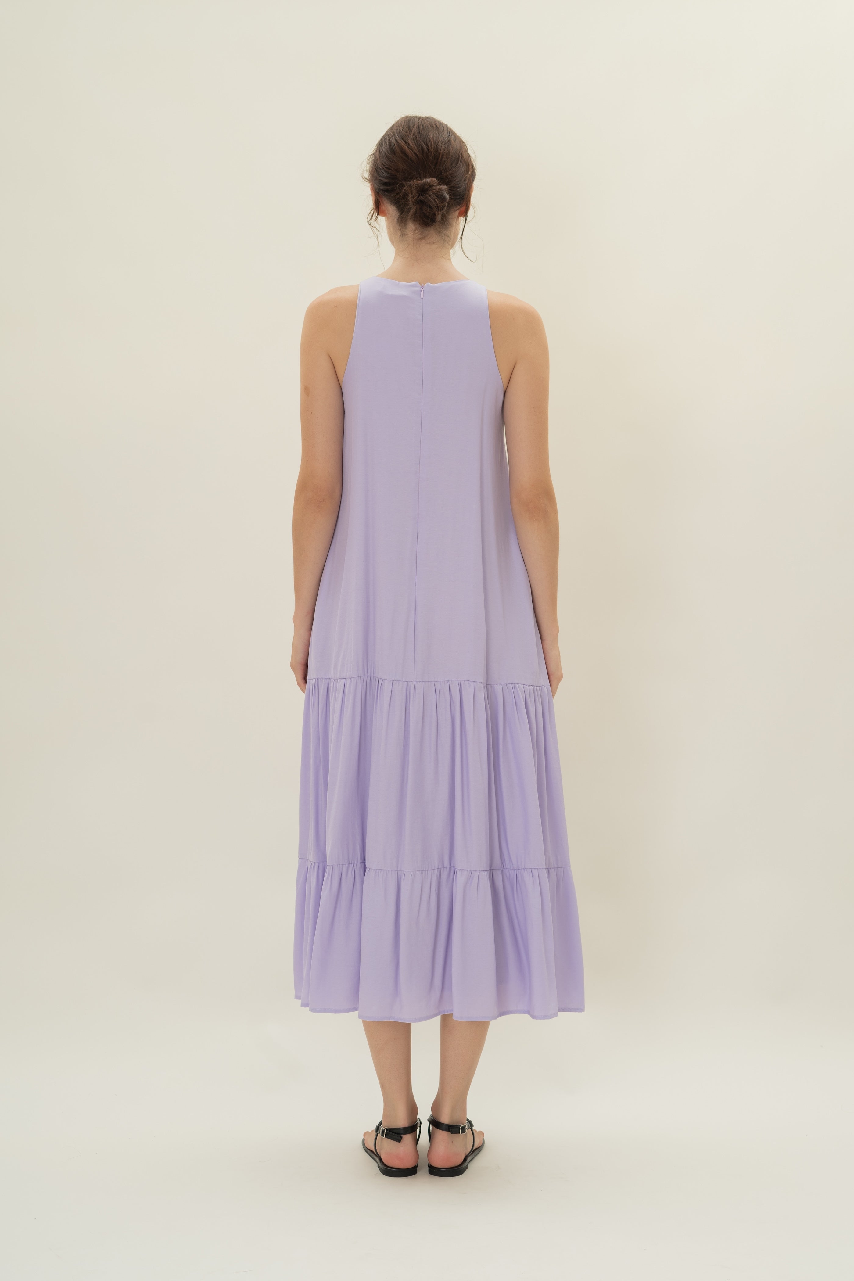 Cotton Blend Tiered Maxi Dress in Orchid