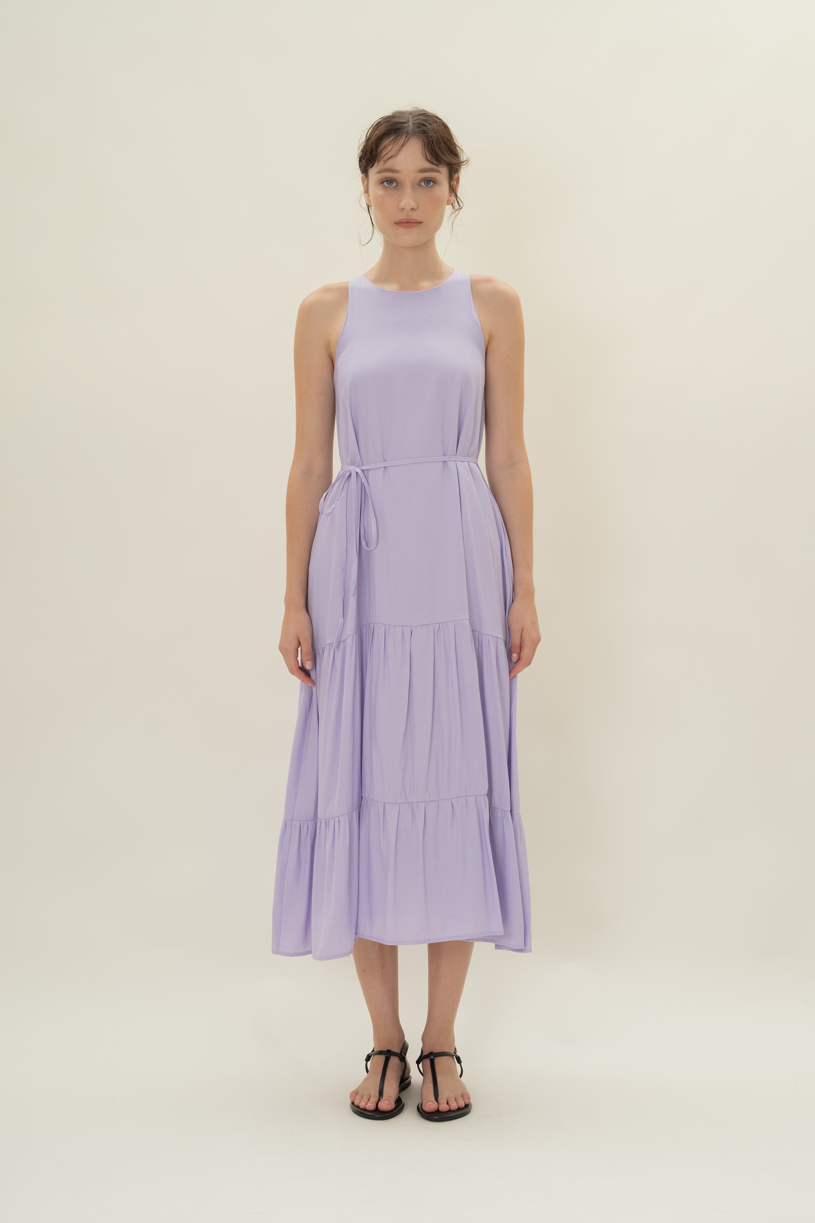 Cotton Blend Tiered Maxi Dress in Orchid