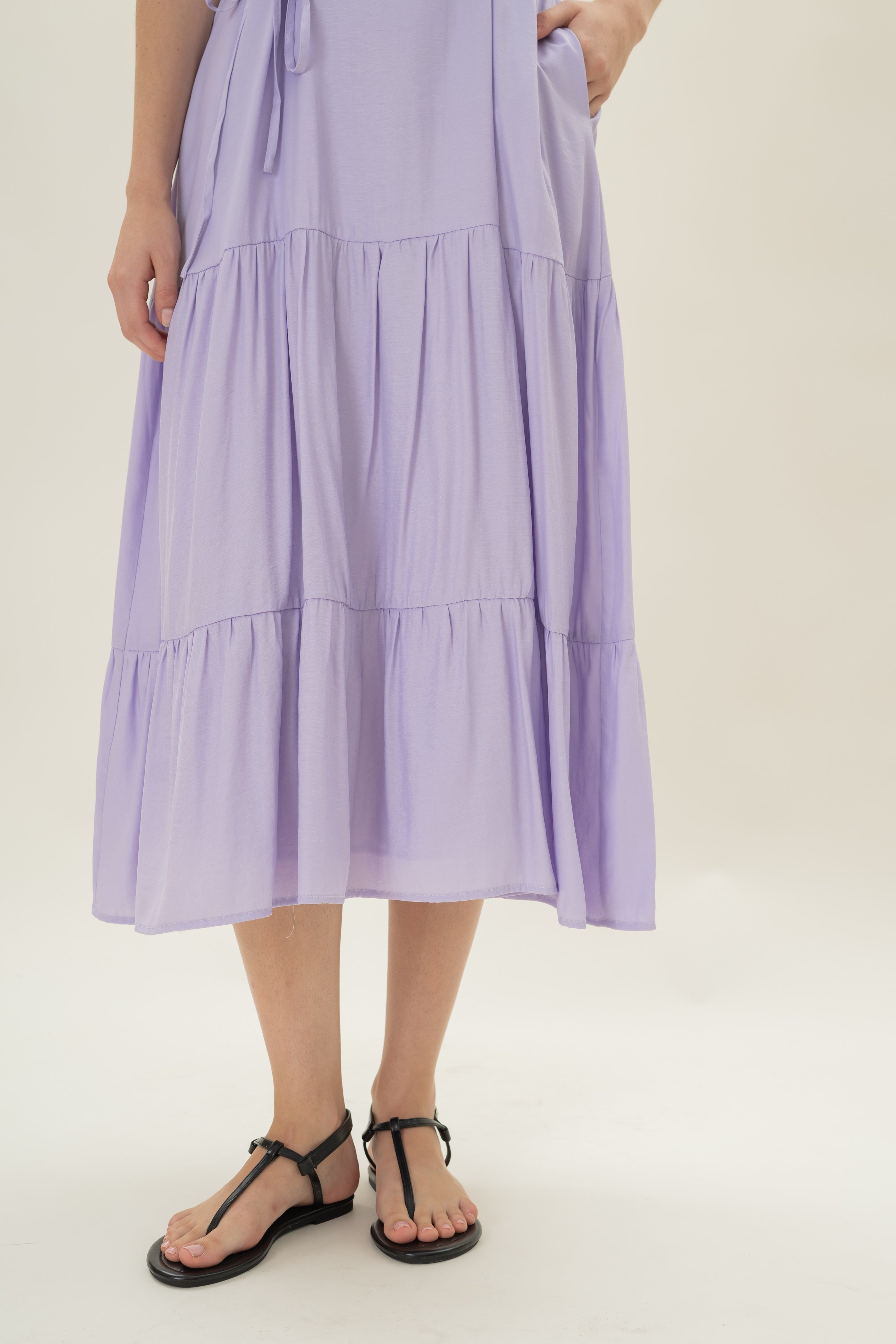 Cotton Blend Tiered Maxi Dress in Orchid