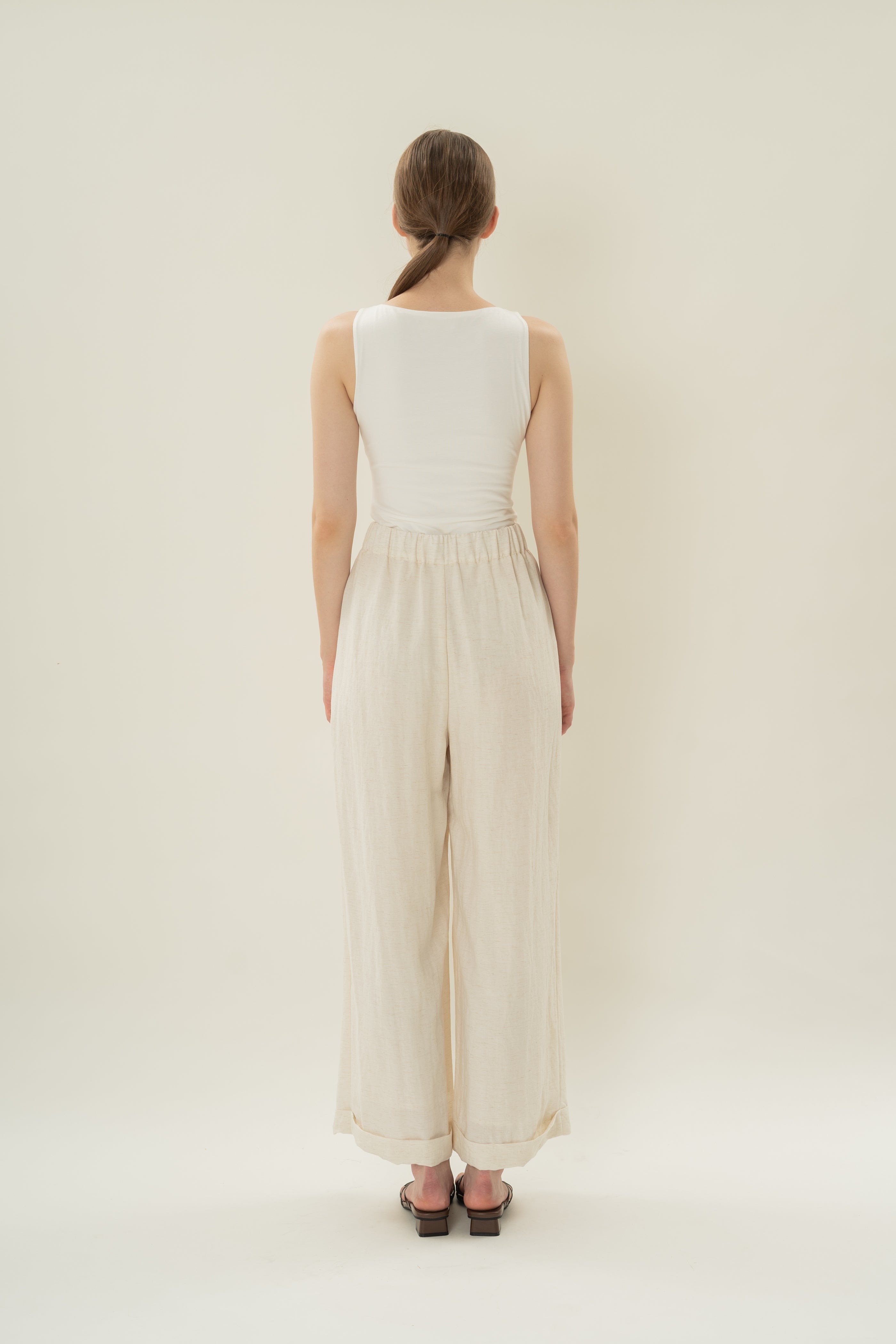 Boat Neck Stretch Tank in White