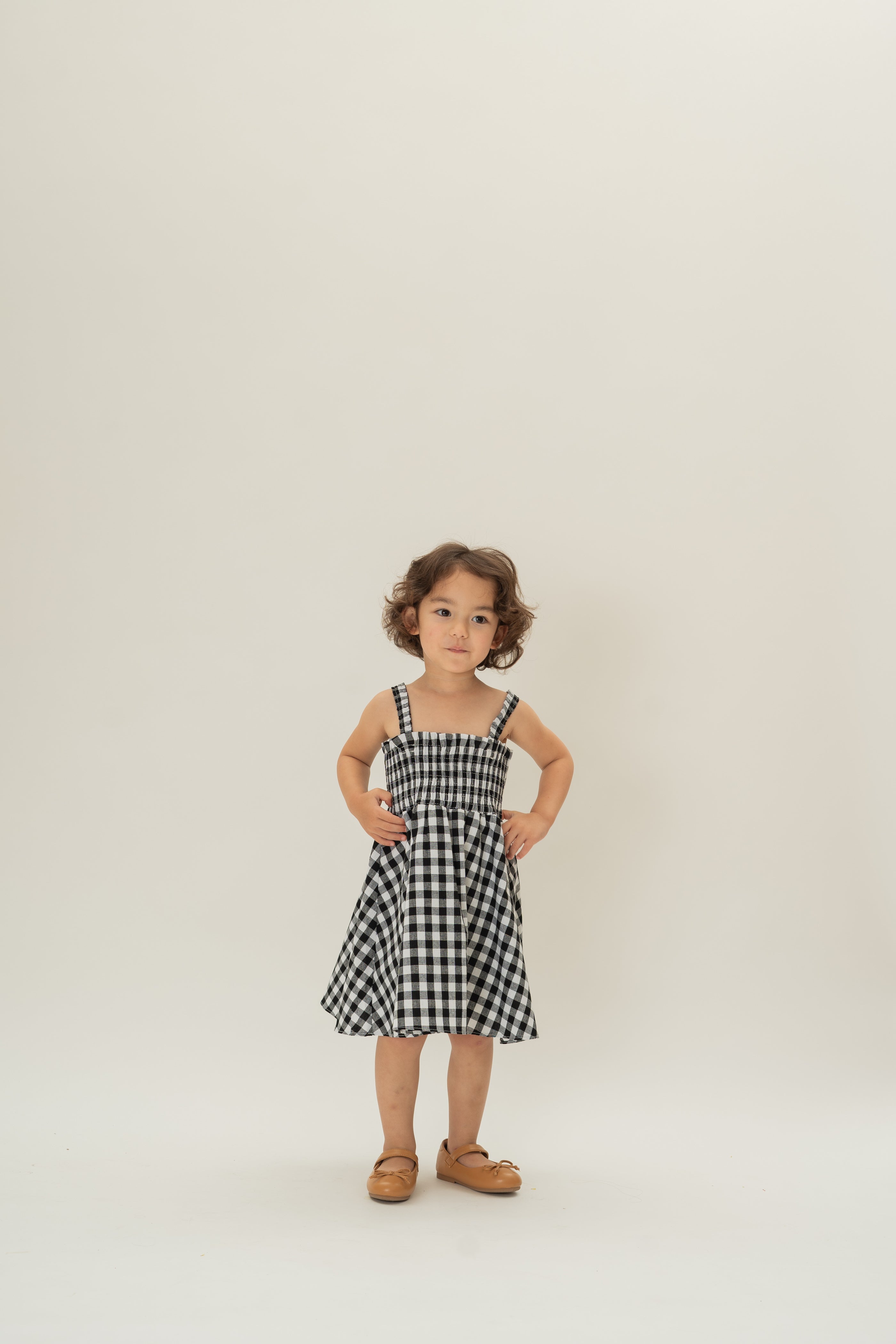 Mini Smocked Dress in Black Gingham