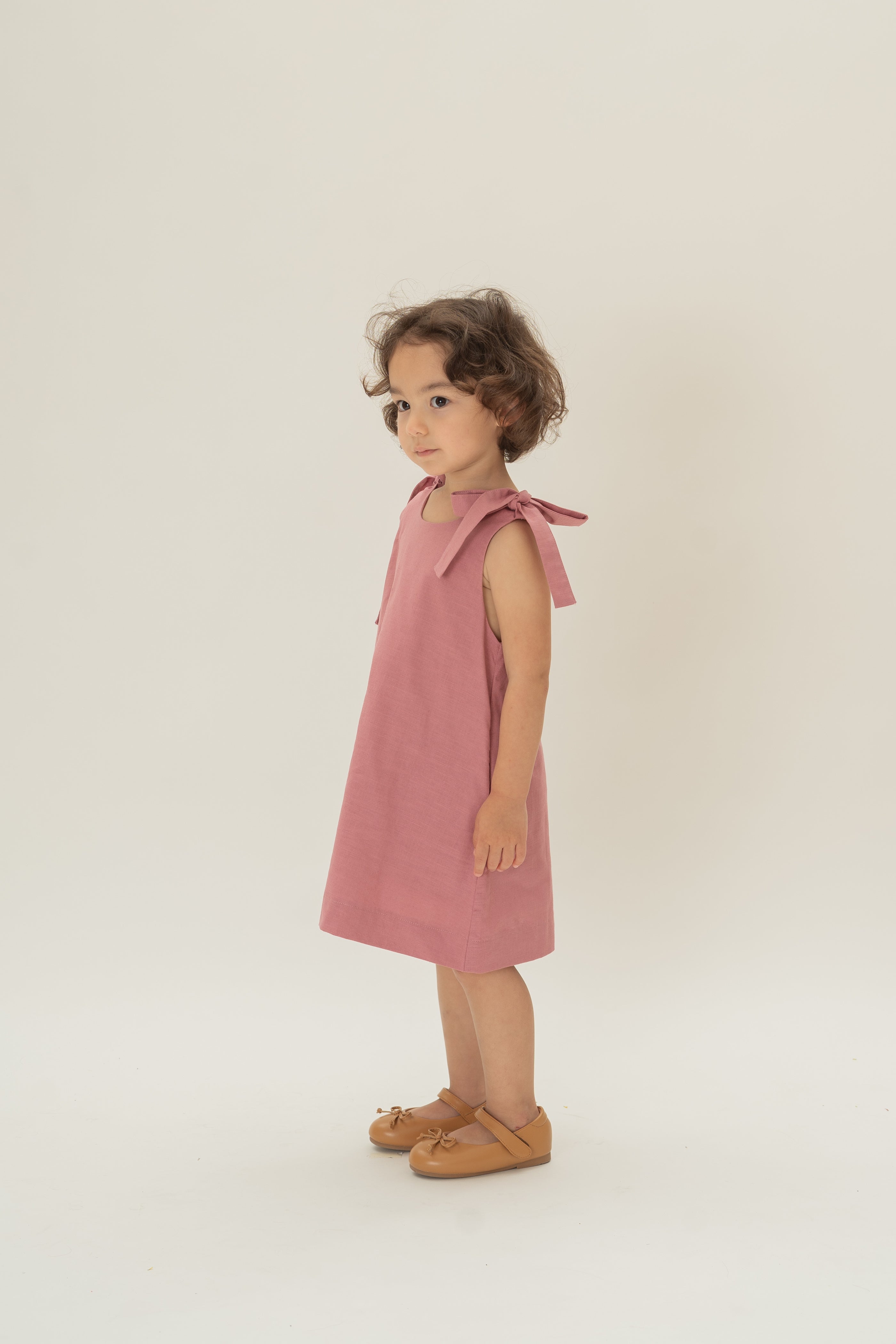 Mini Ribbon Tie A-line Dress in Hibiscus