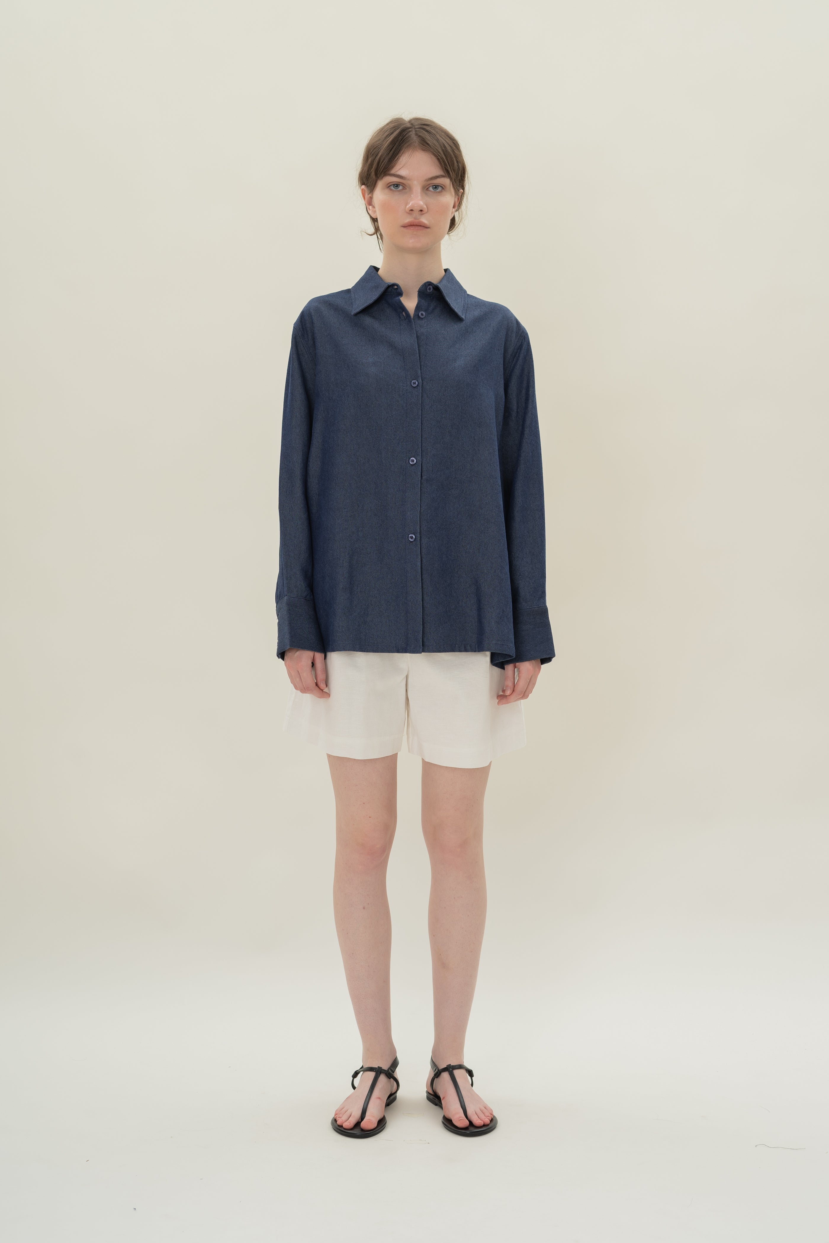 Oversized Wrap Shirt in Soft Denim