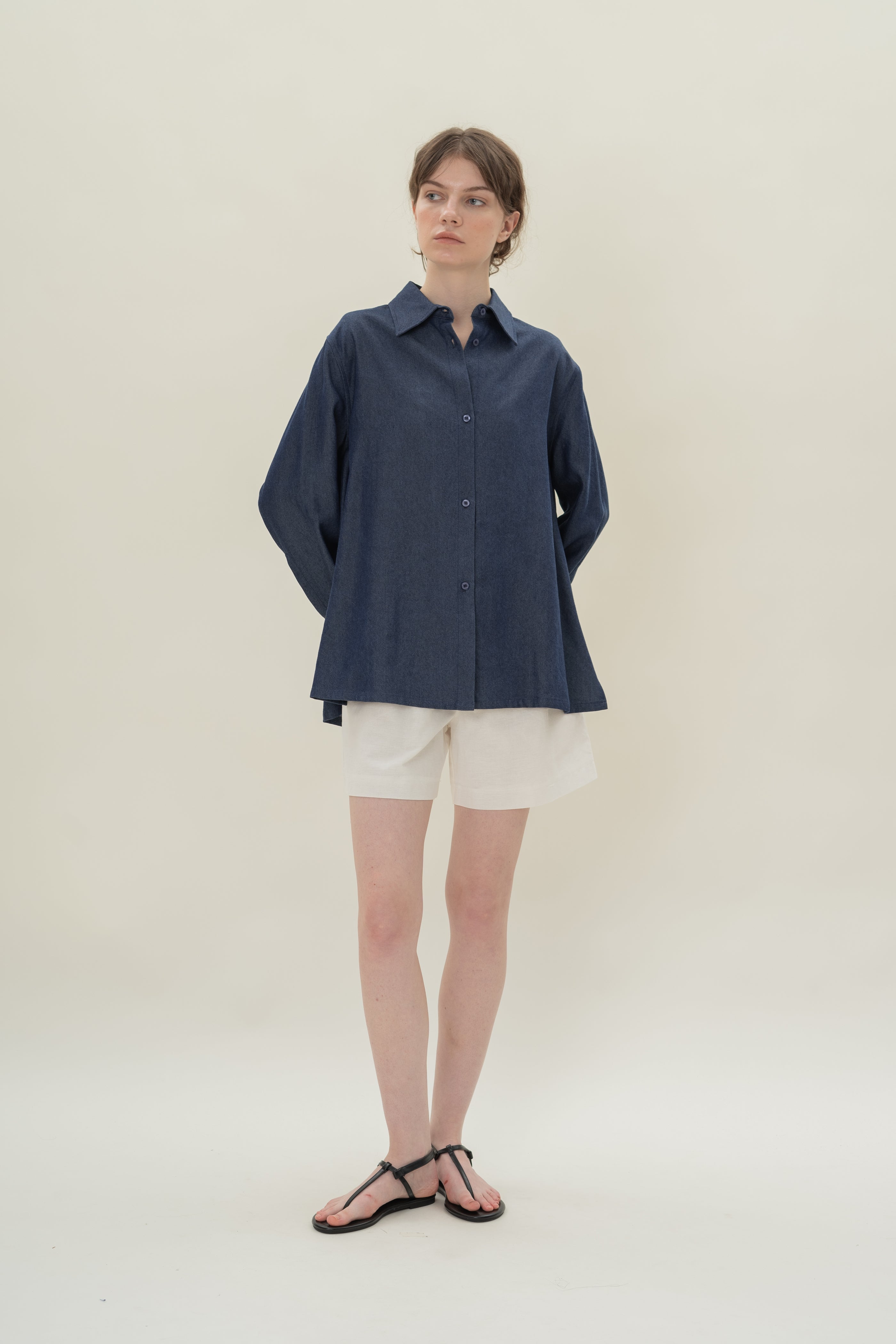Oversized Wrap Shirt in Soft Denim