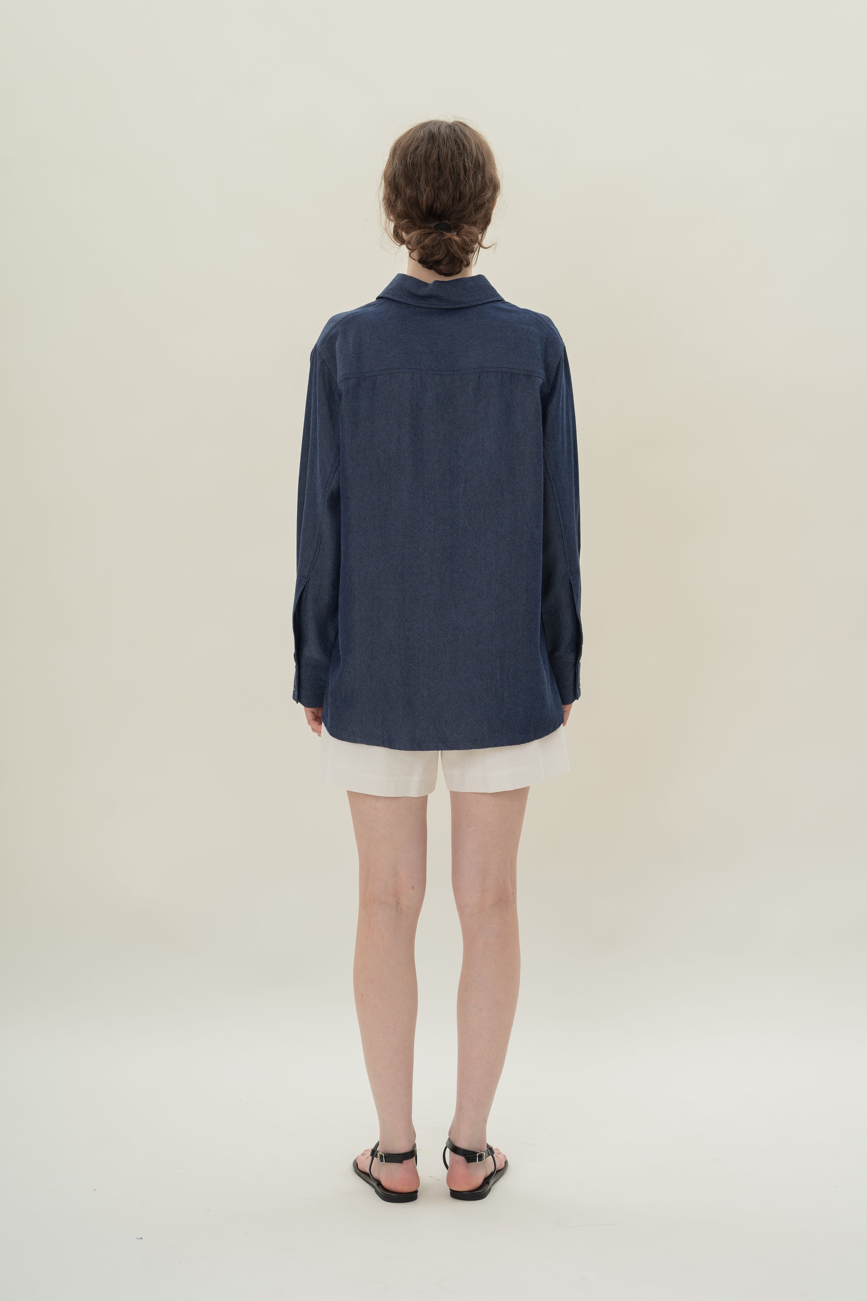 Oversized Wrap Shirt in Soft Denim