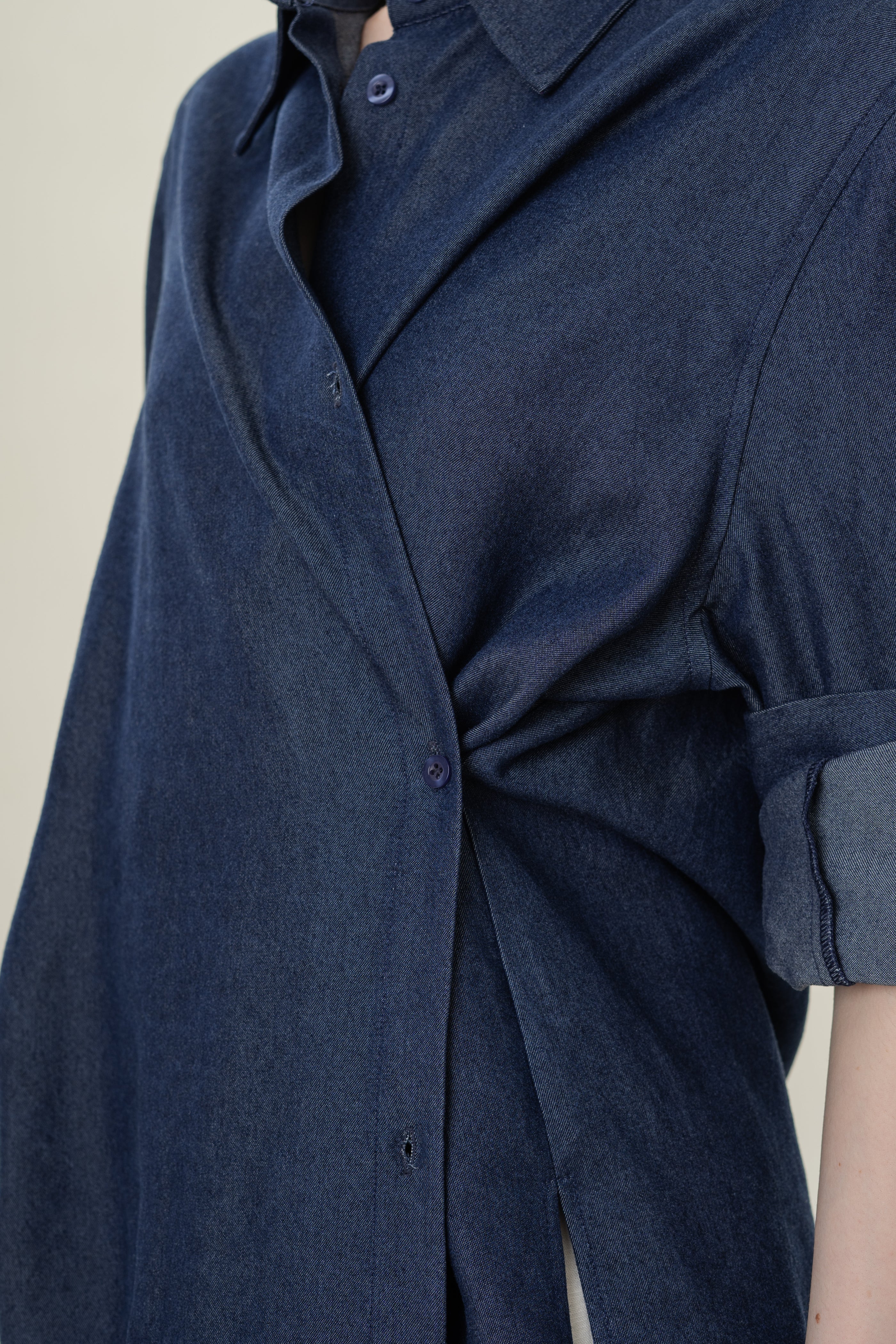 Oversized Wrap Shirt in Soft Denim