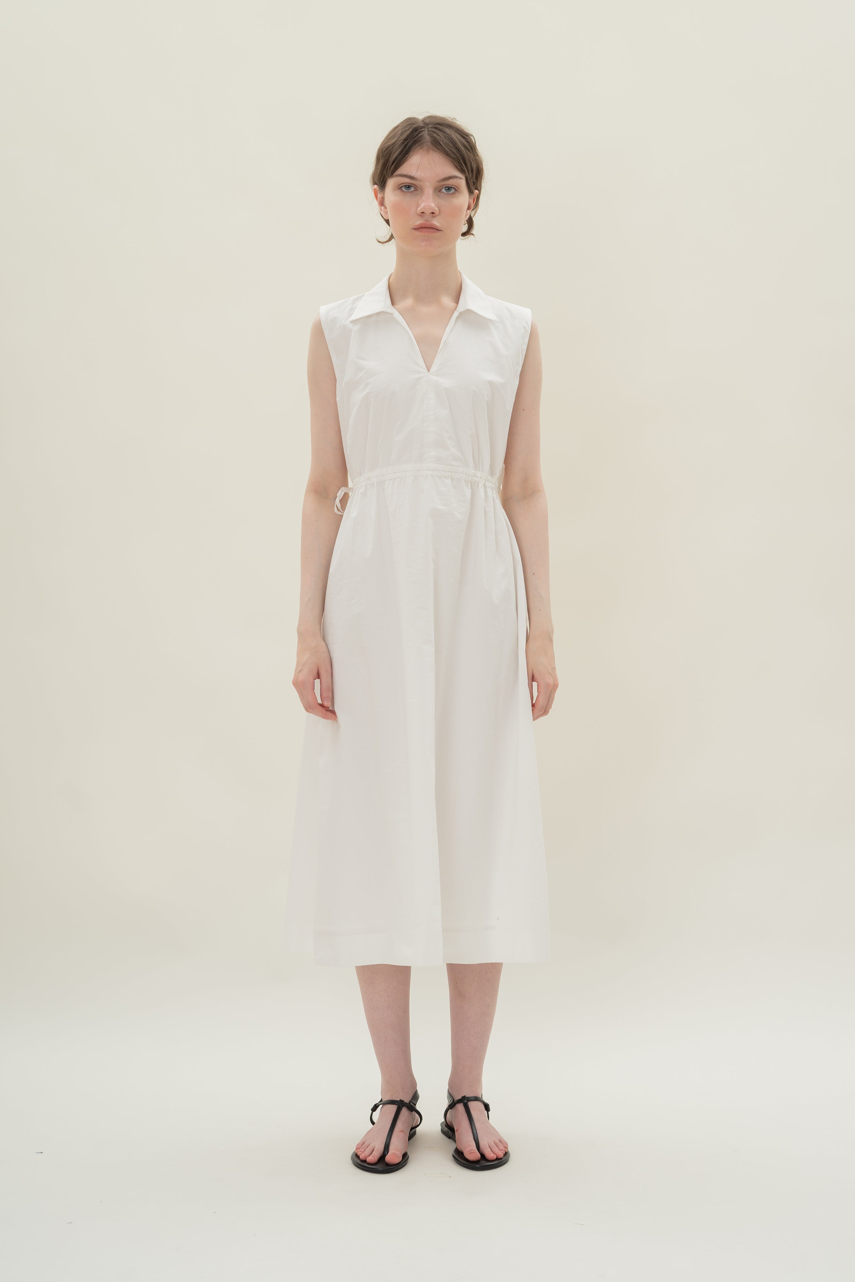 Collared Dress With Cut-Out in White