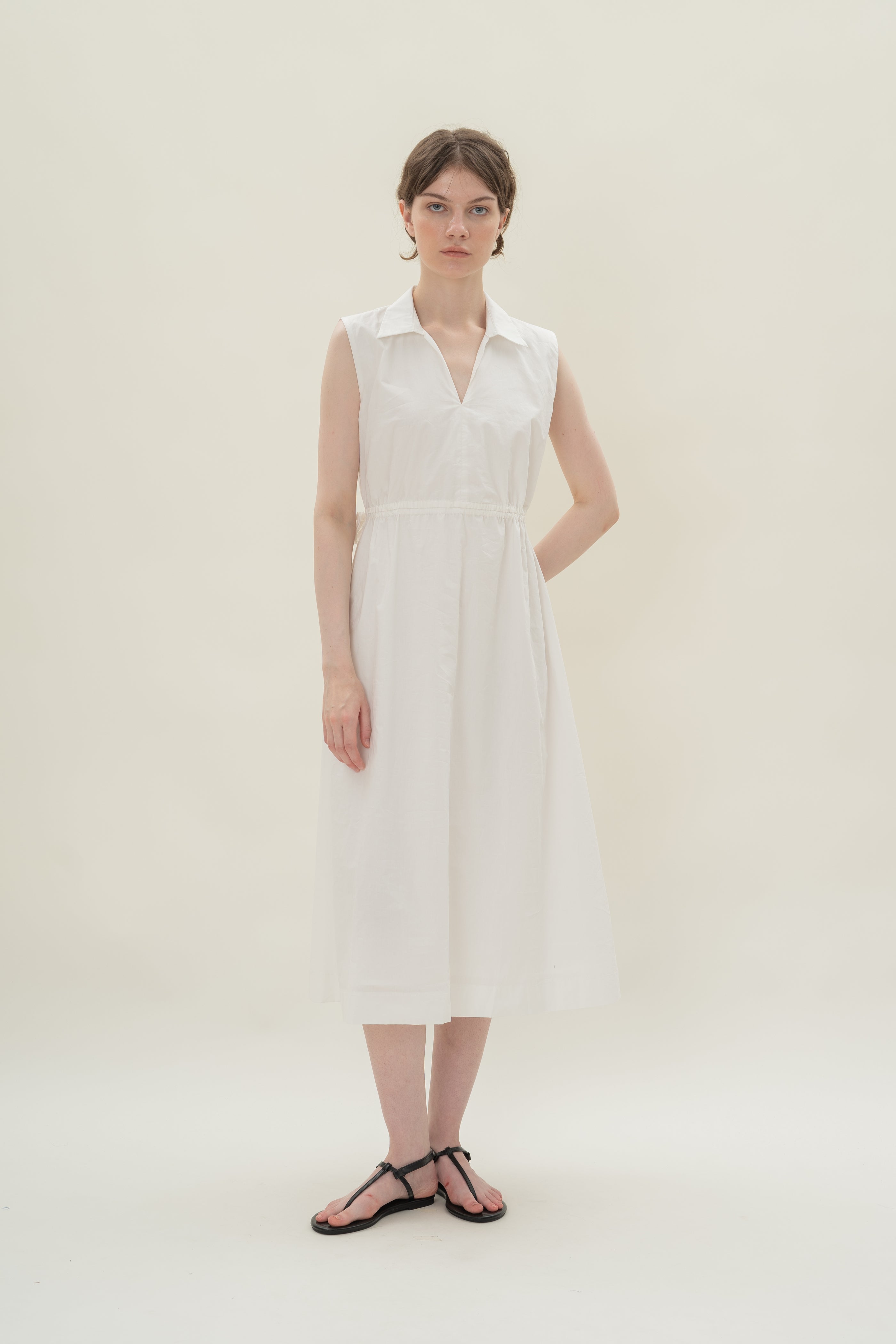 Collared Dress With Cut-Out in White