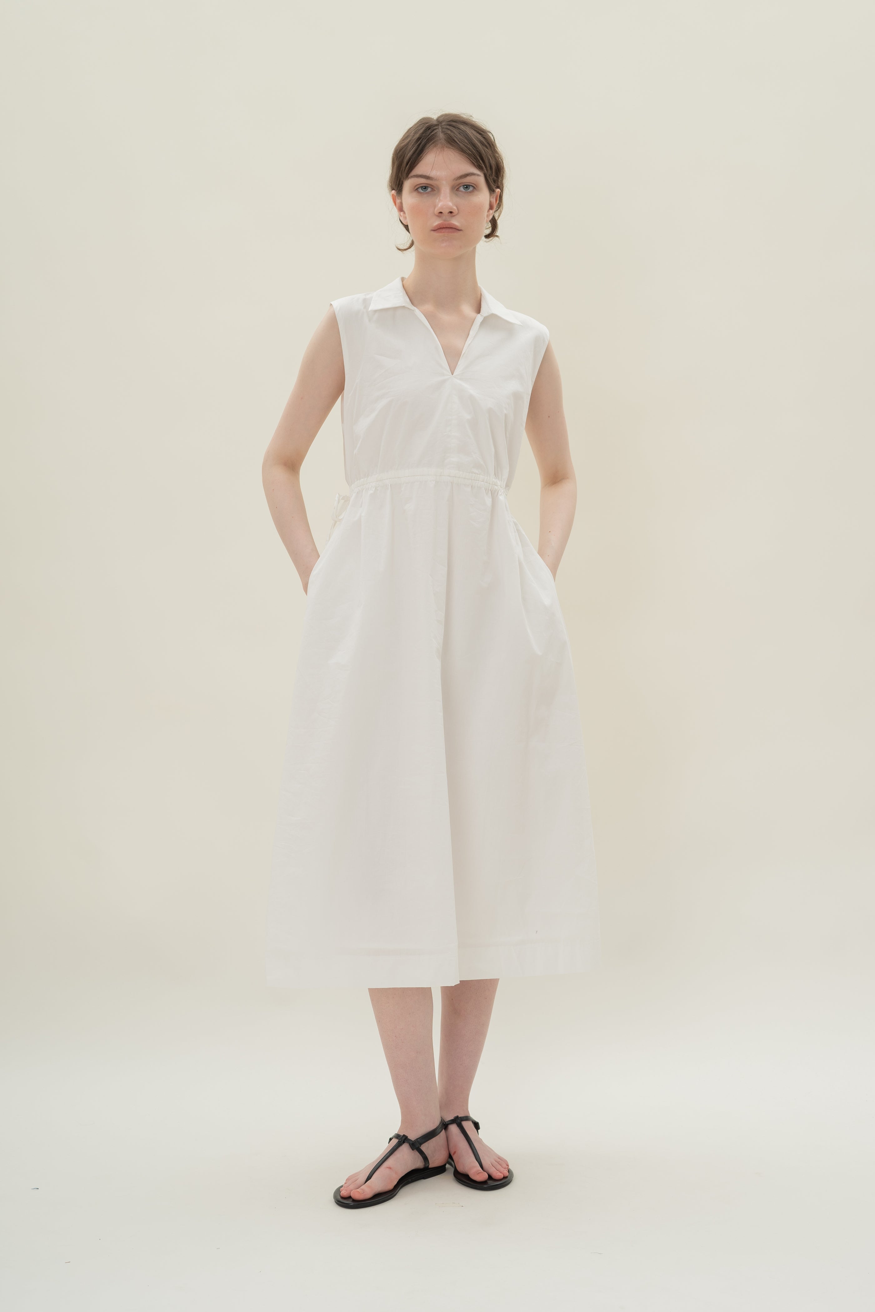 Collared Dress With Cut-Out in White