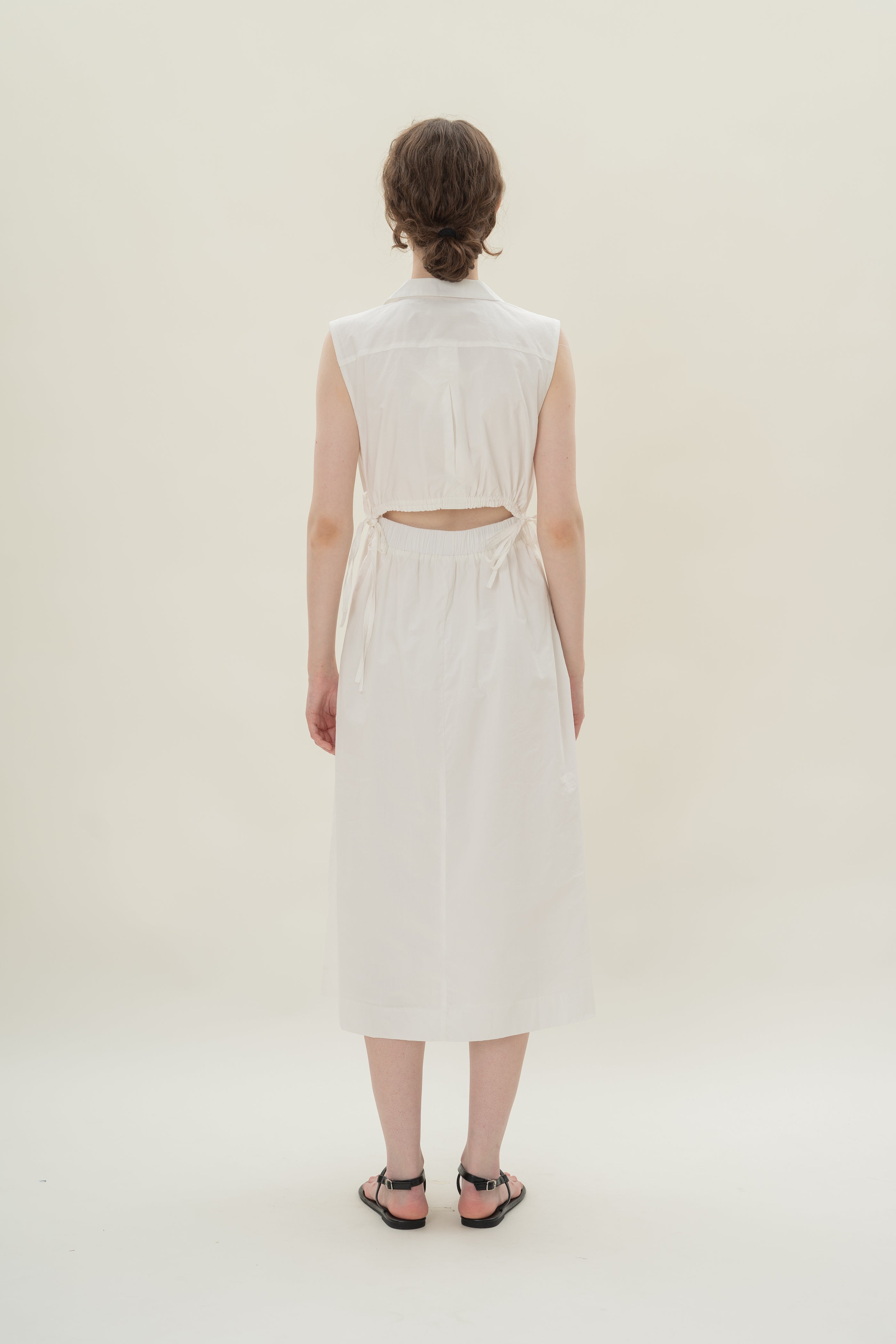 Collared Dress With Cut-Out in White