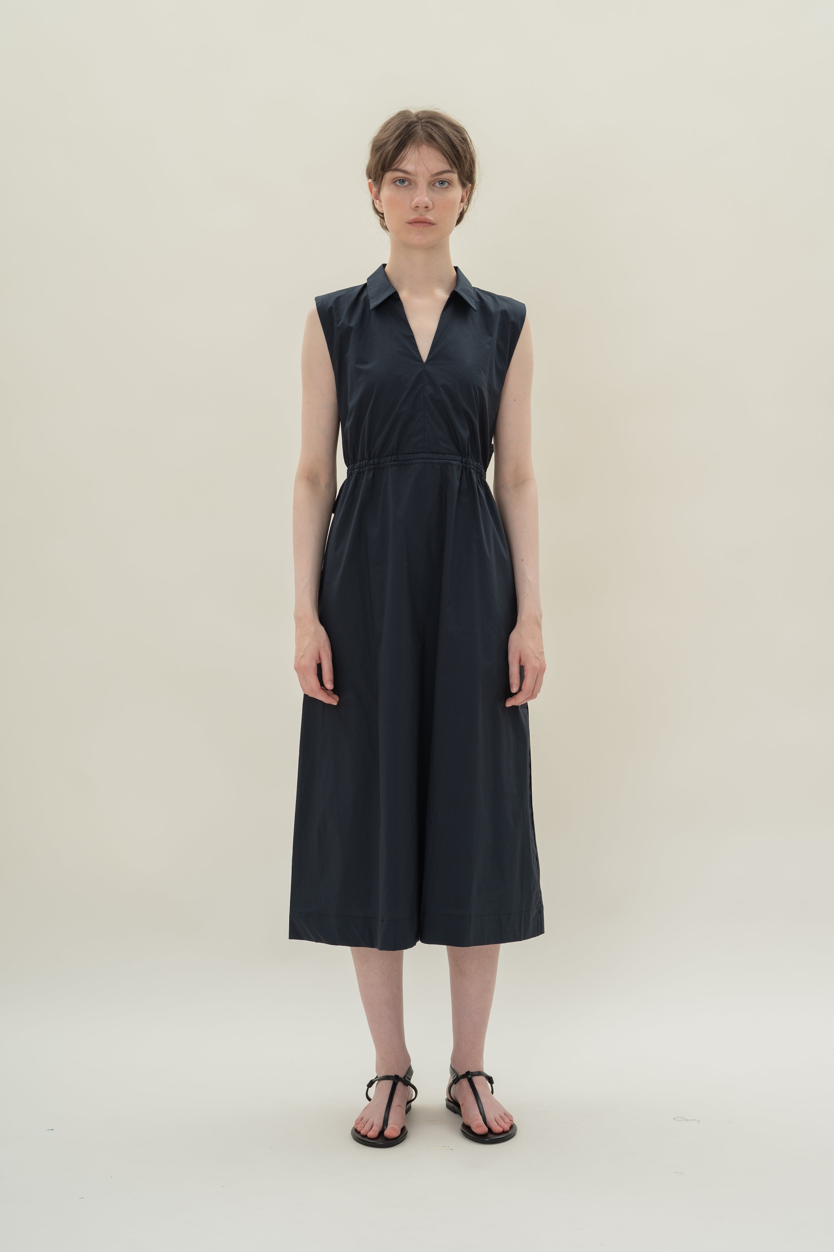 Collared Dress With Cut-Out in Midnight