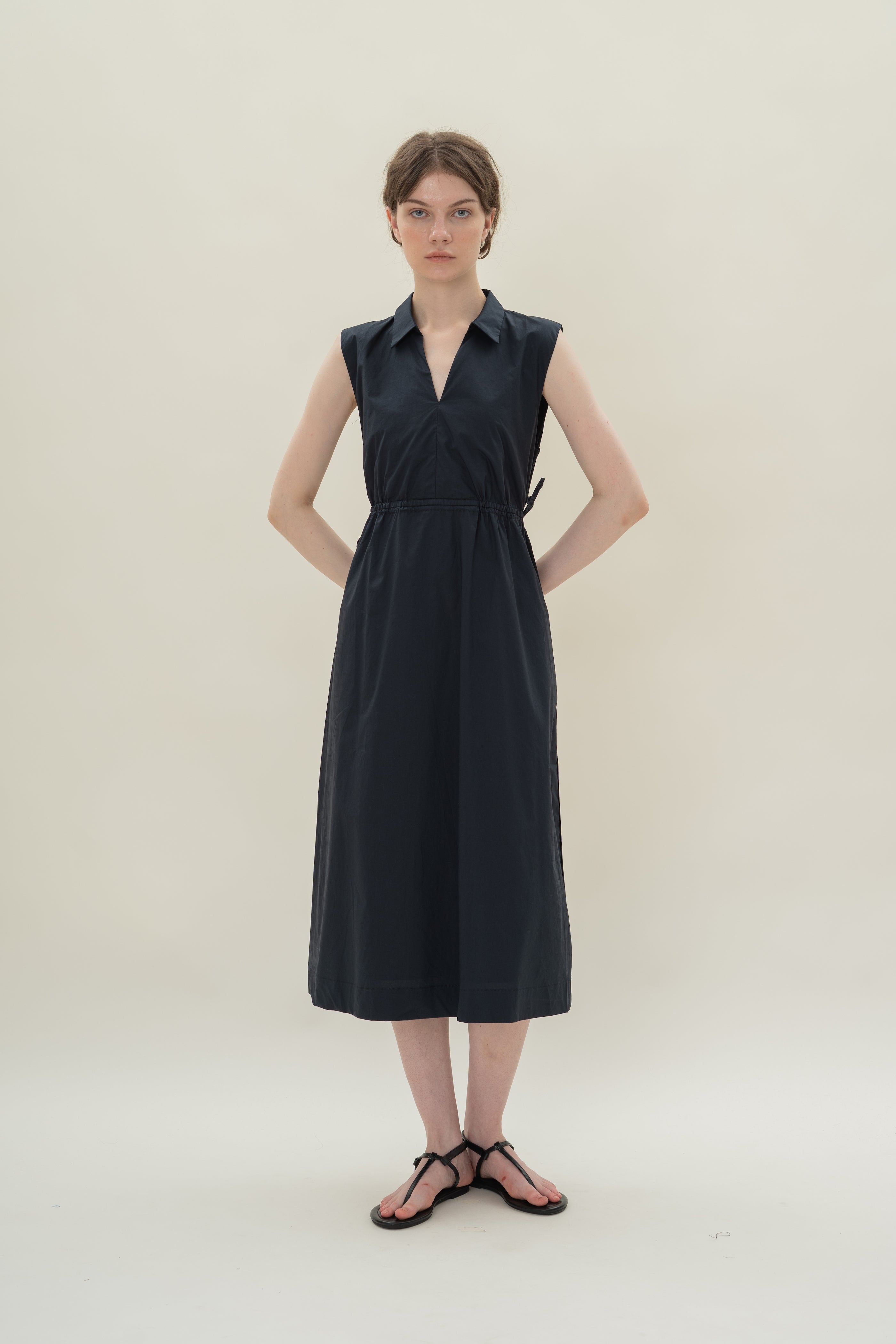 Collared Dress With Cut-Out in Midnight