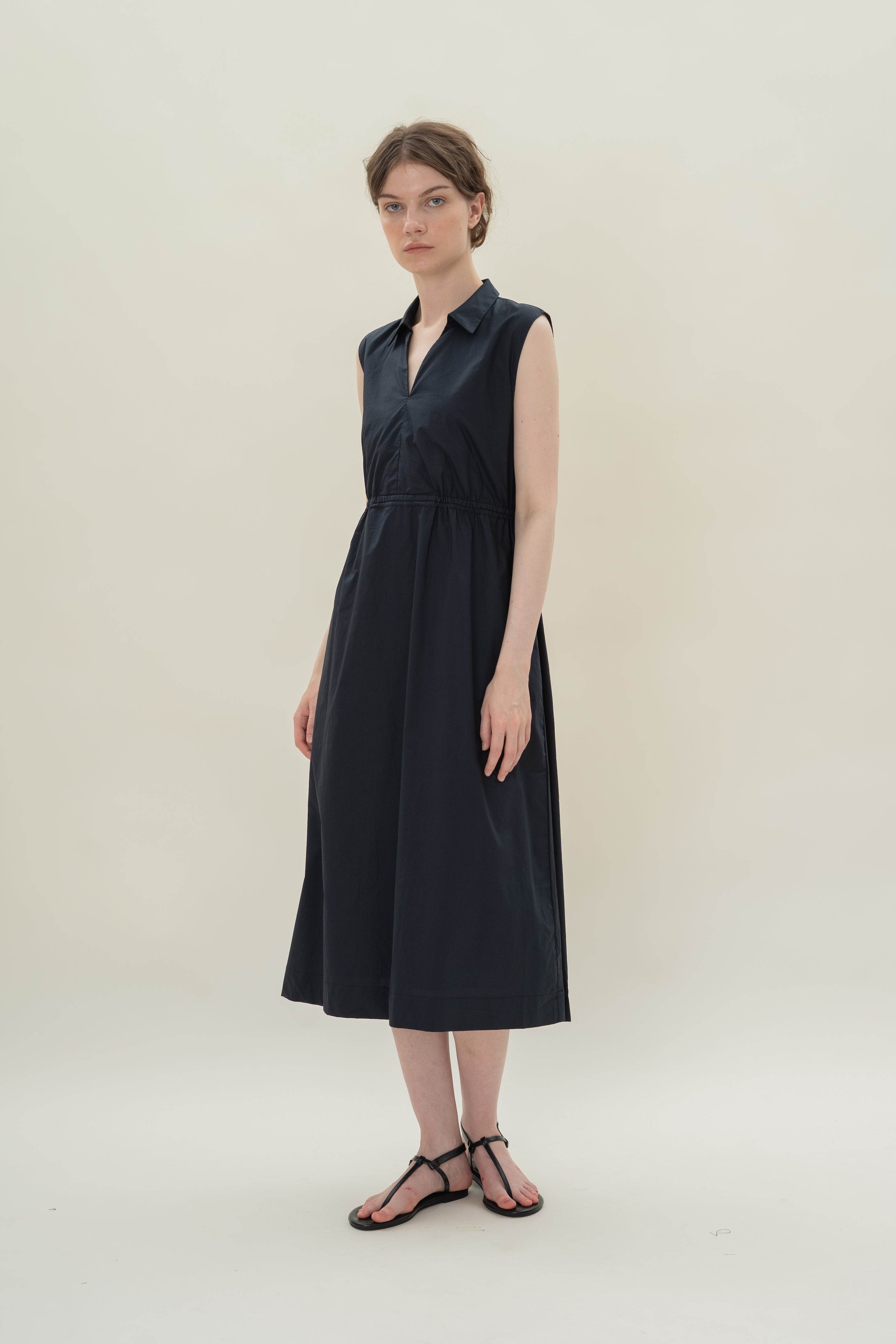 Collared Dress With Cut-Out in Midnight