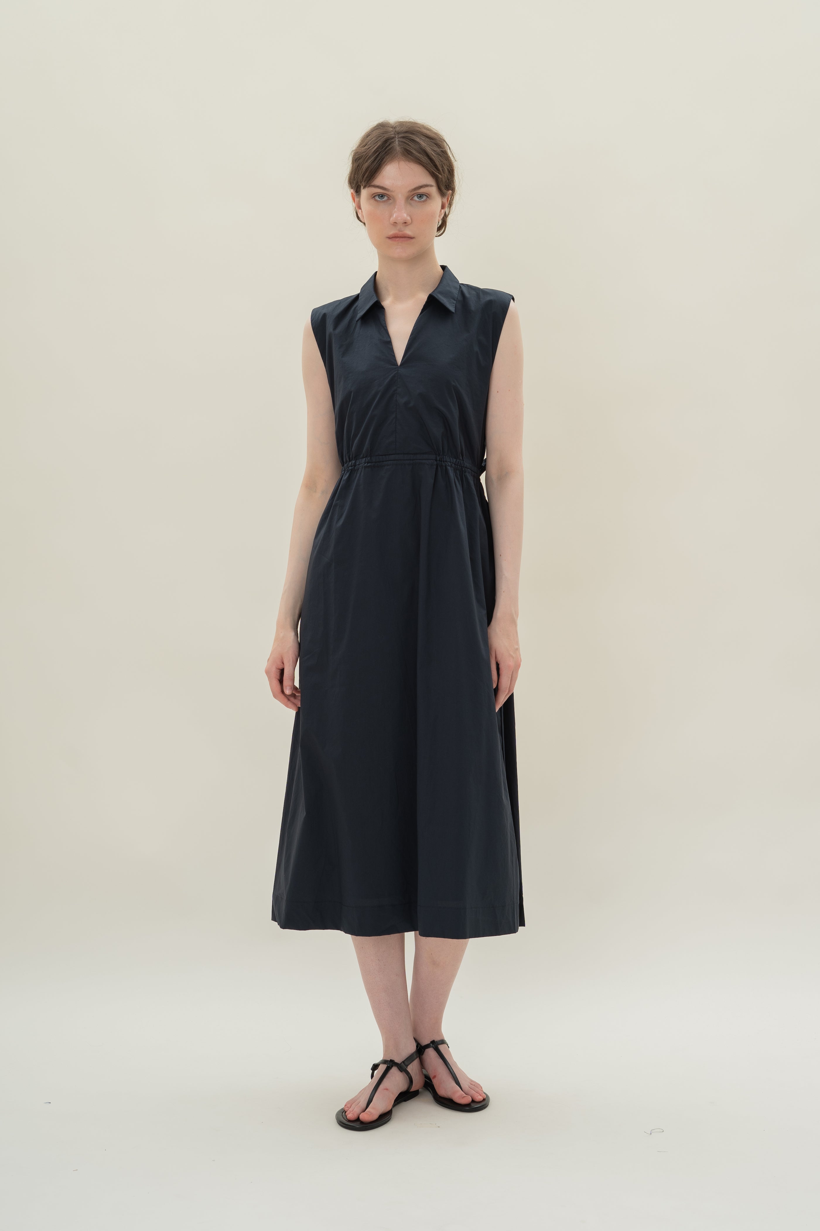 Collared Dress With Cut-Out in Midnight