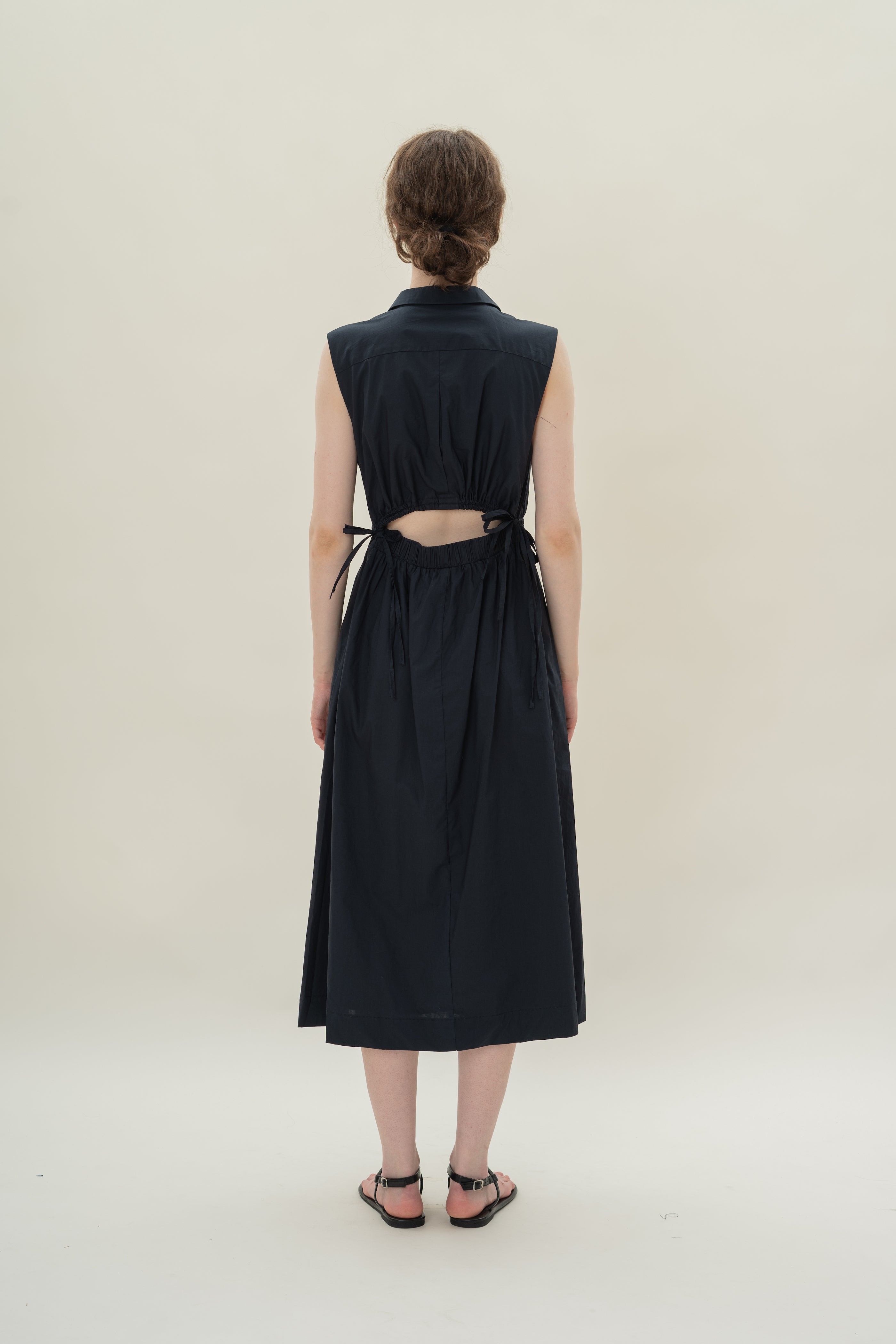 Collared Dress With Cut-Out in Midnight