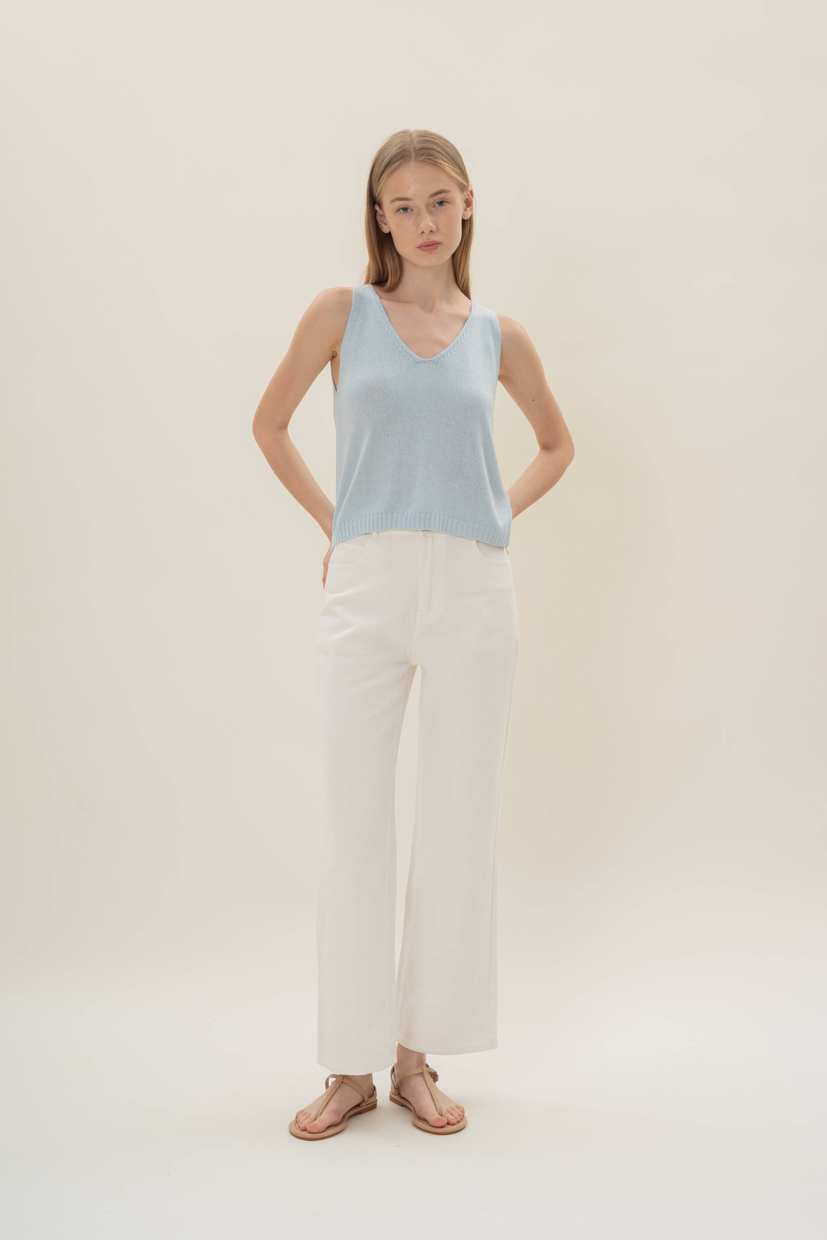 Loose Knit Tank in Lake Blue