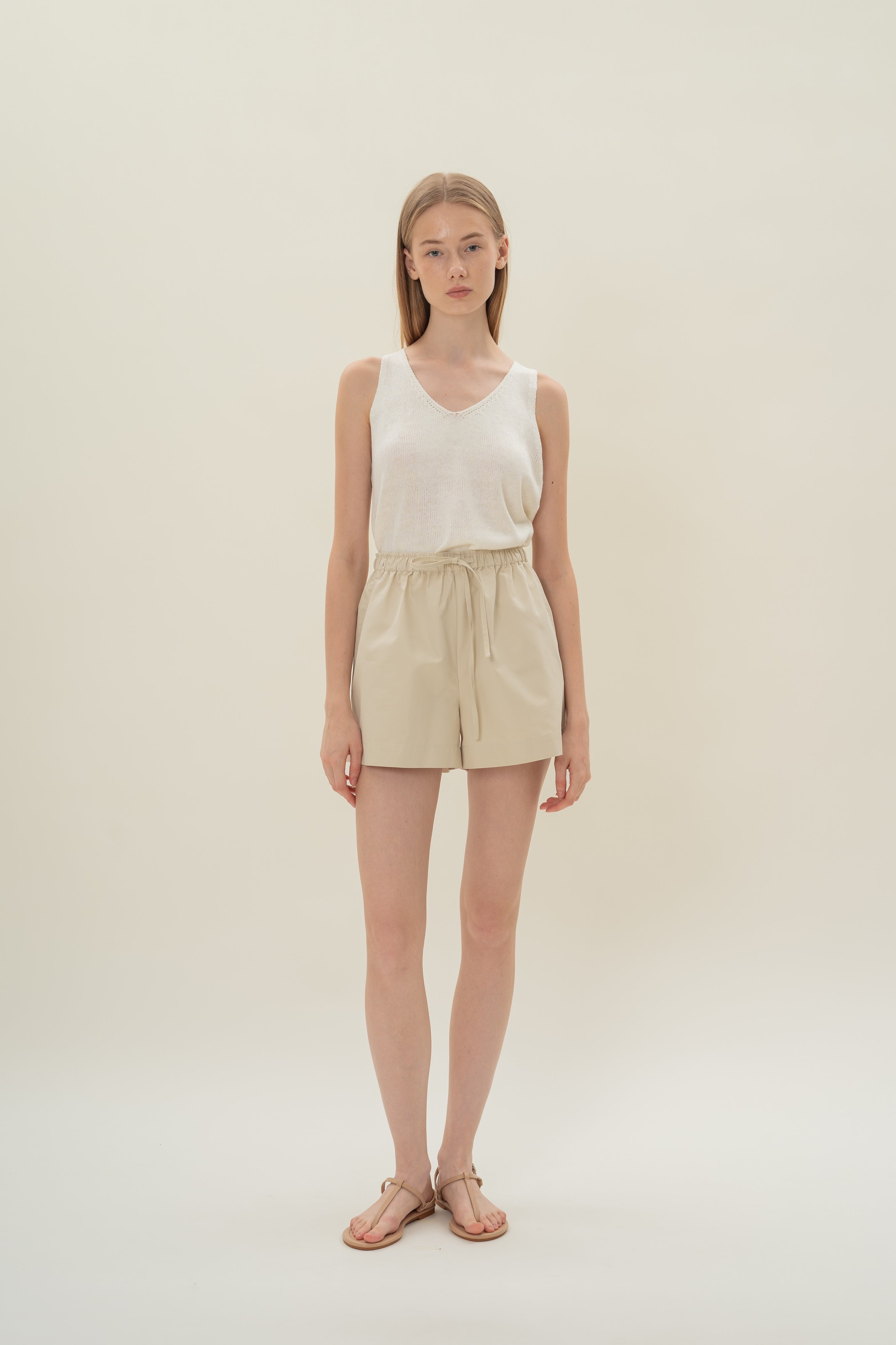 Gathered Waist Shorts in Natural