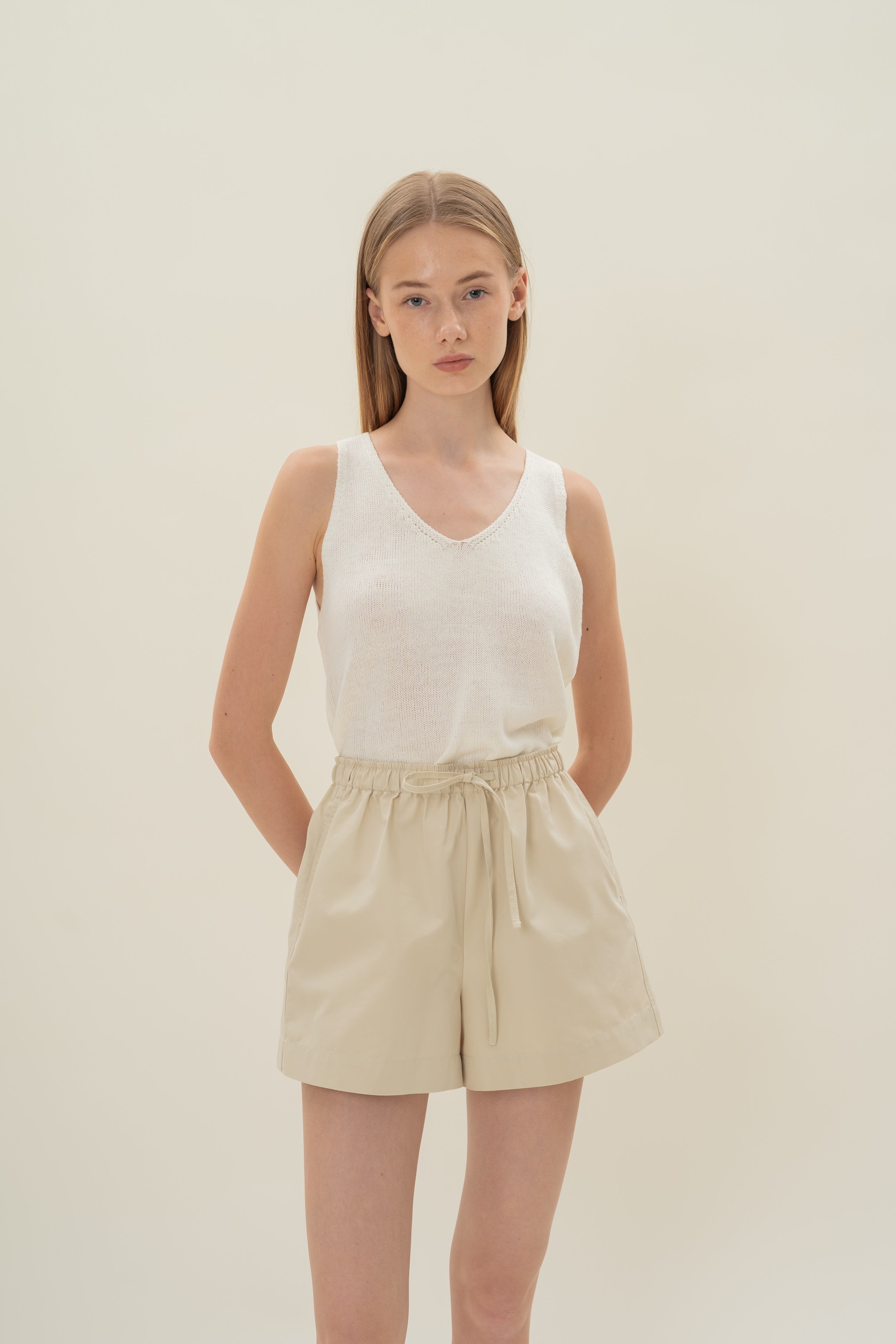Gathered Waist Shorts in Natural