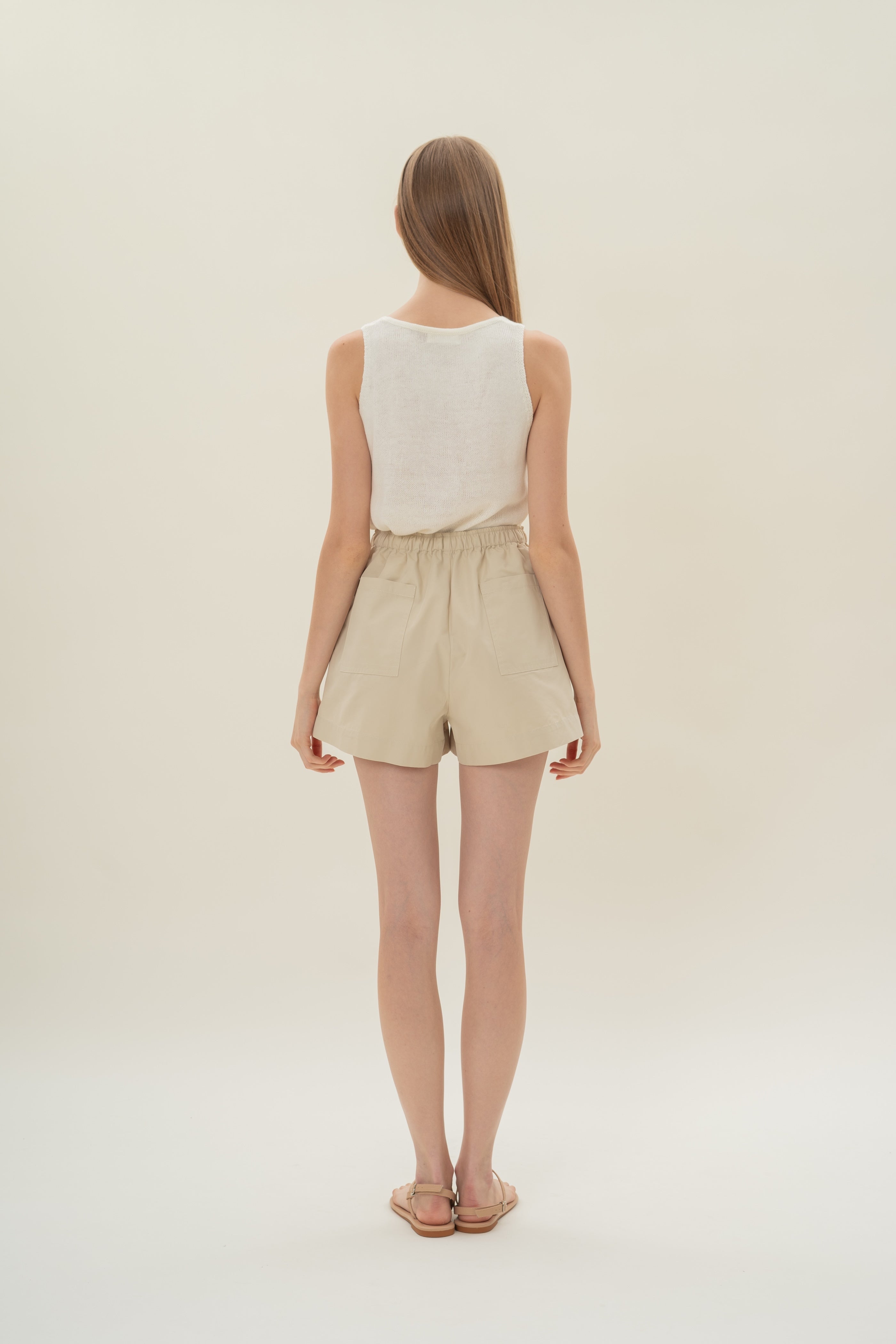 Gathered Waist Shorts in Natural