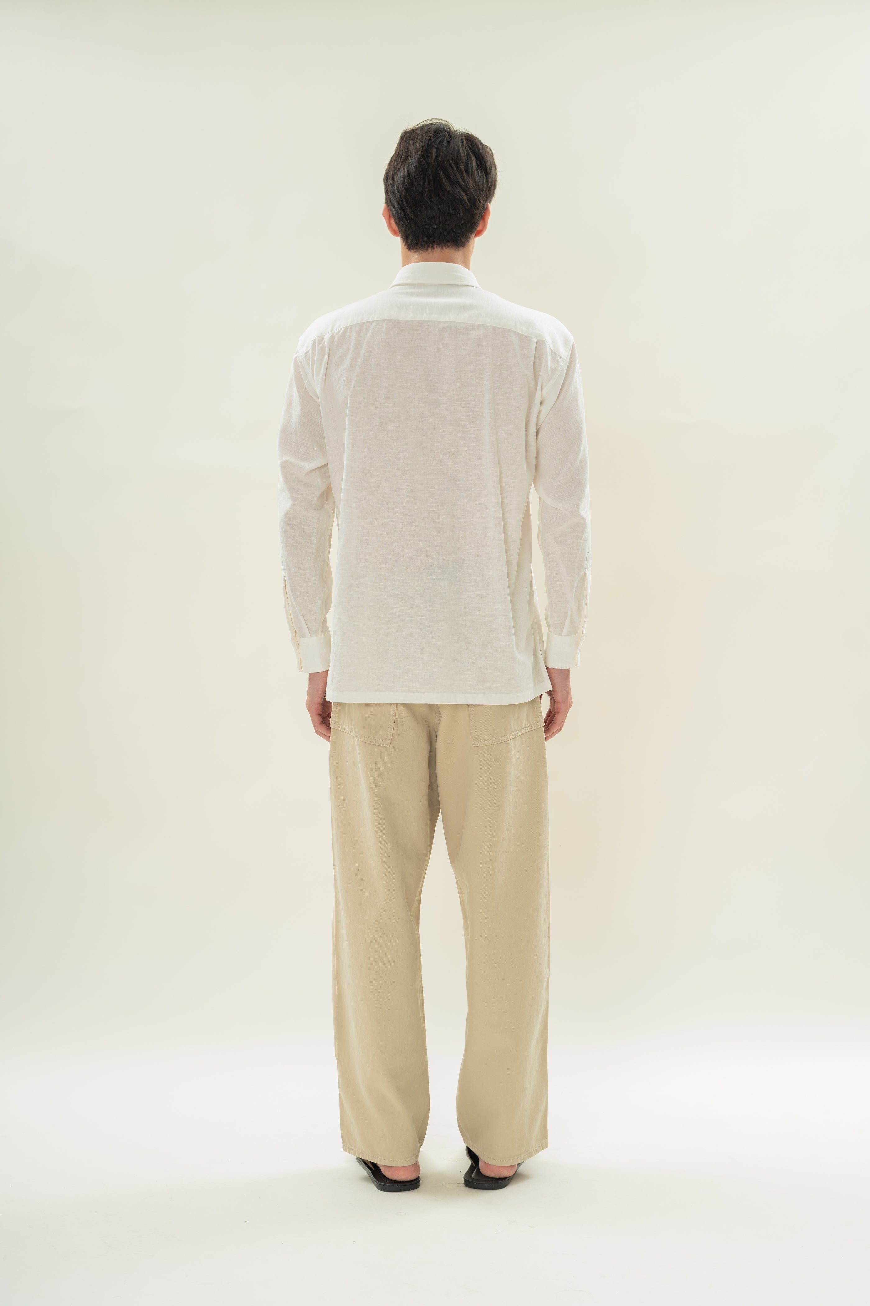 Men's Linen Long Sleeved Shirt in White