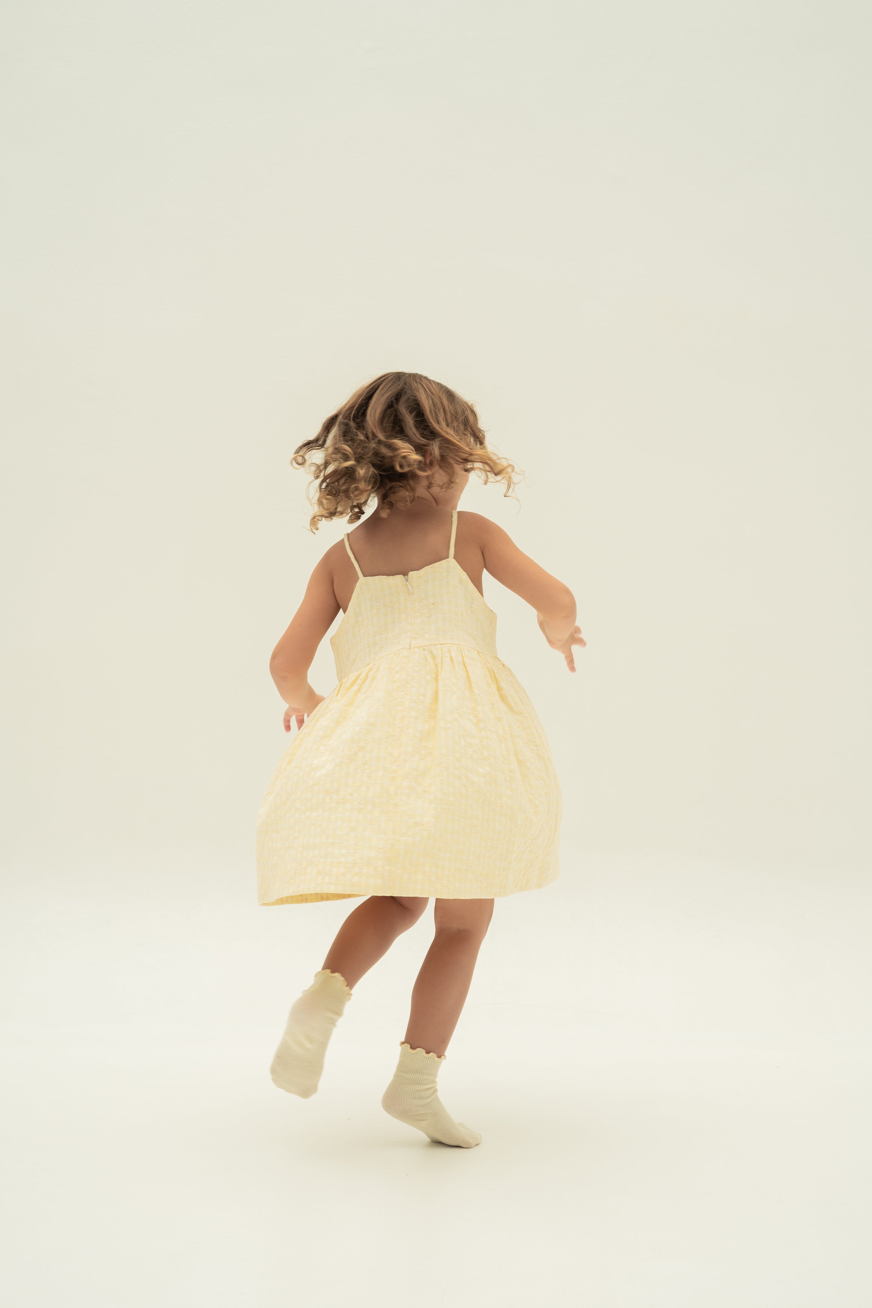 Mini Sleeveless Dress With Detachable Florals in Yellow
